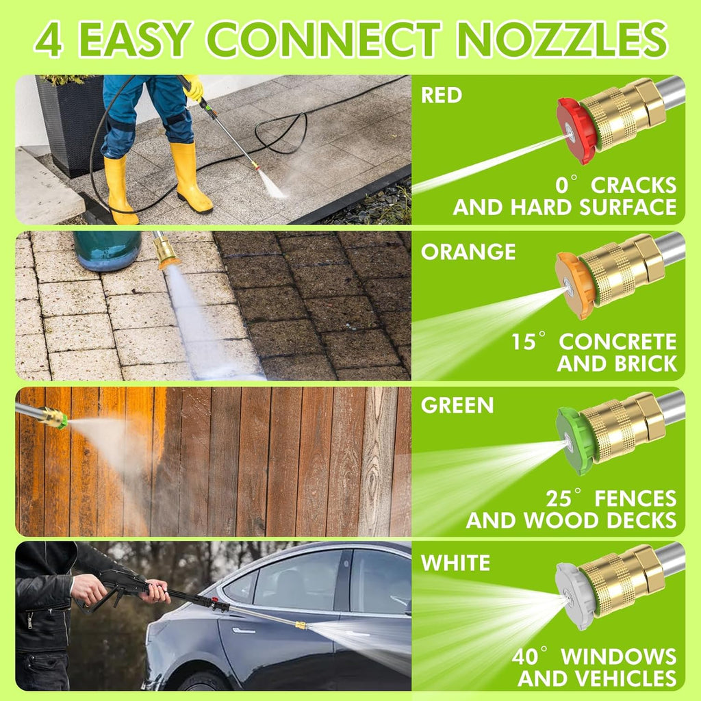 Electric high-pressure cleaning machine, foam sprayer, 4 quick-connect high-pressure nozzles, 2400 pounds/square inch 2.4 gallons/minute powerful cleaning machine, high-pressure cleaning equipment for1 pcs