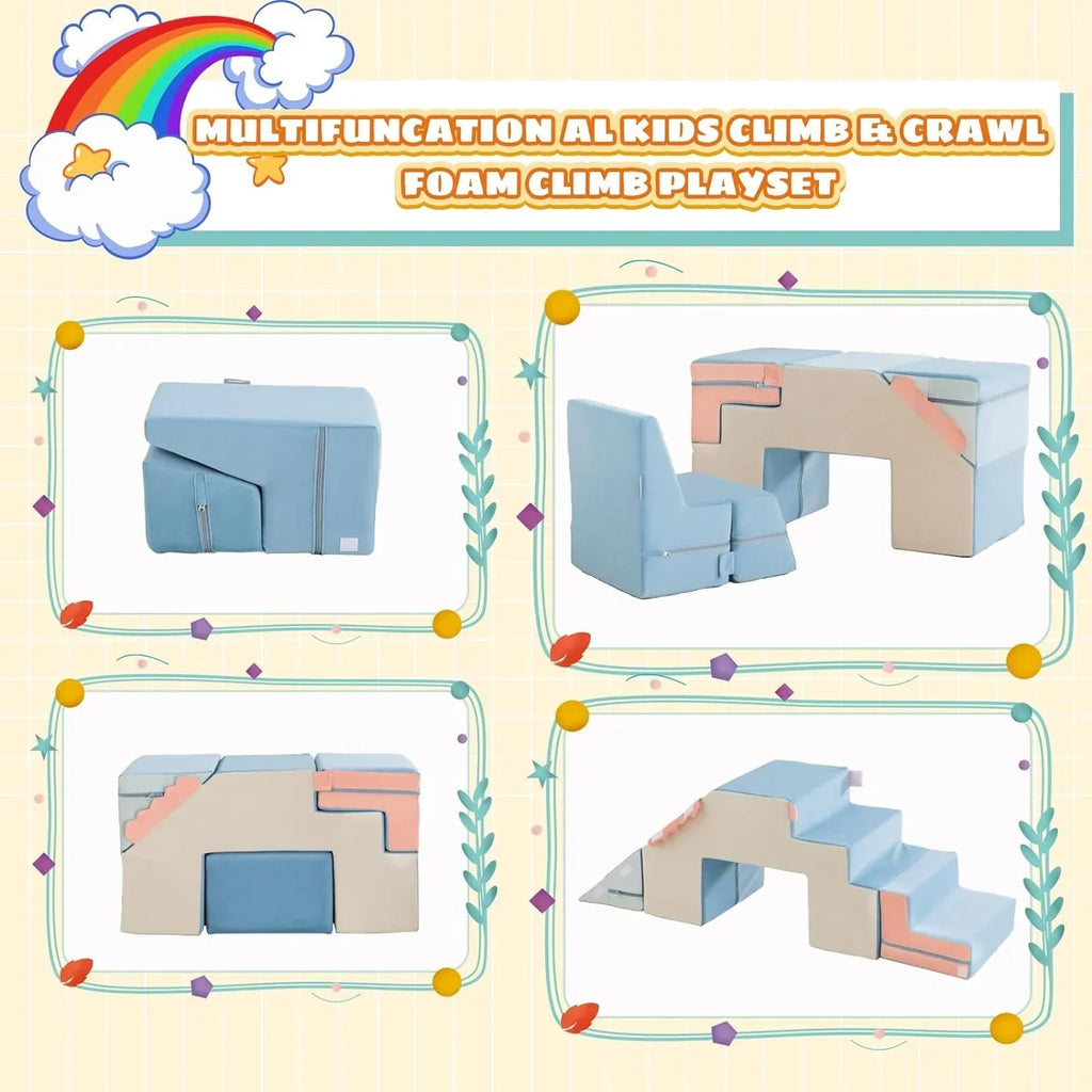 4 in 1 toddler foam climbing blocks, indoor soft climbing and crawling toys