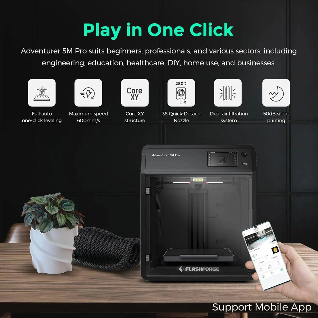 Adventurer 5M 3D printer with fully automatic leveling