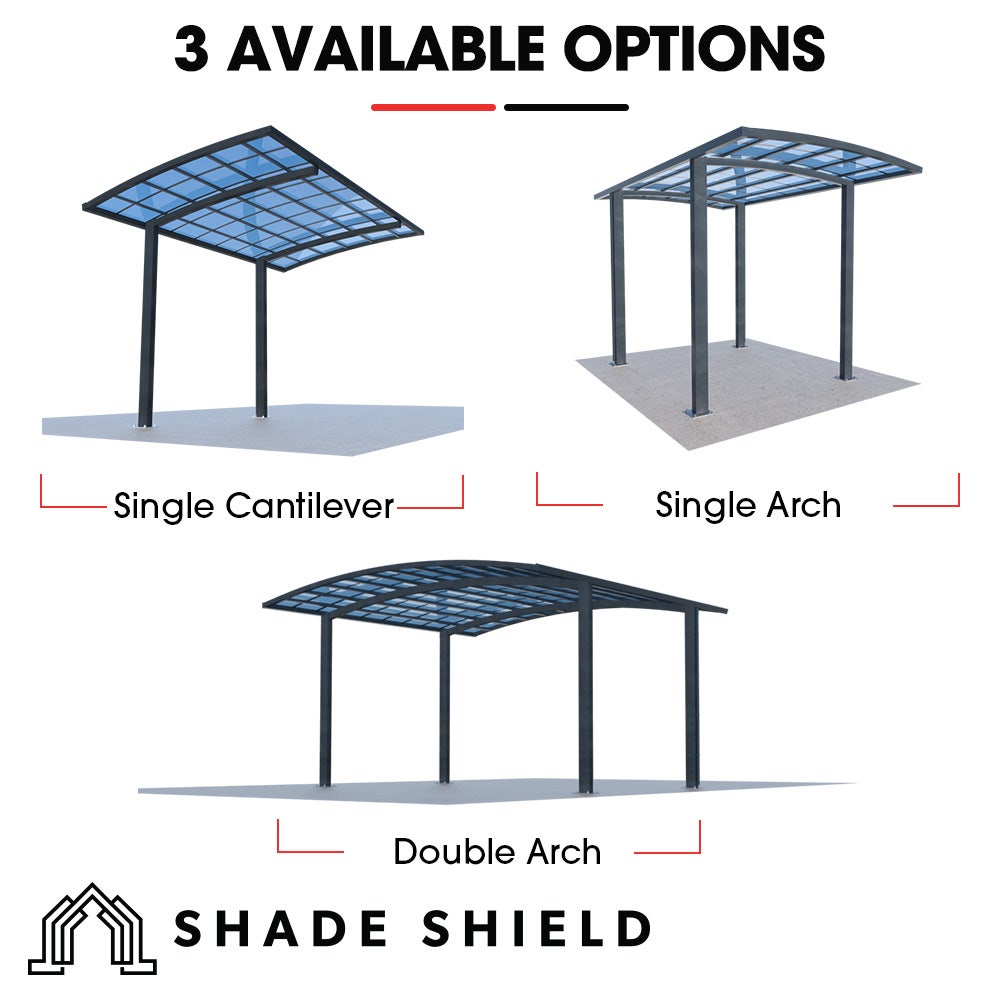 SHADE SHIELD Arched Double Carport 6.0m x 5.5m x 2.98m, Aluminium Alloy Frame, Polycarbonate Roof, Shelter for Car or Outdoor Living
