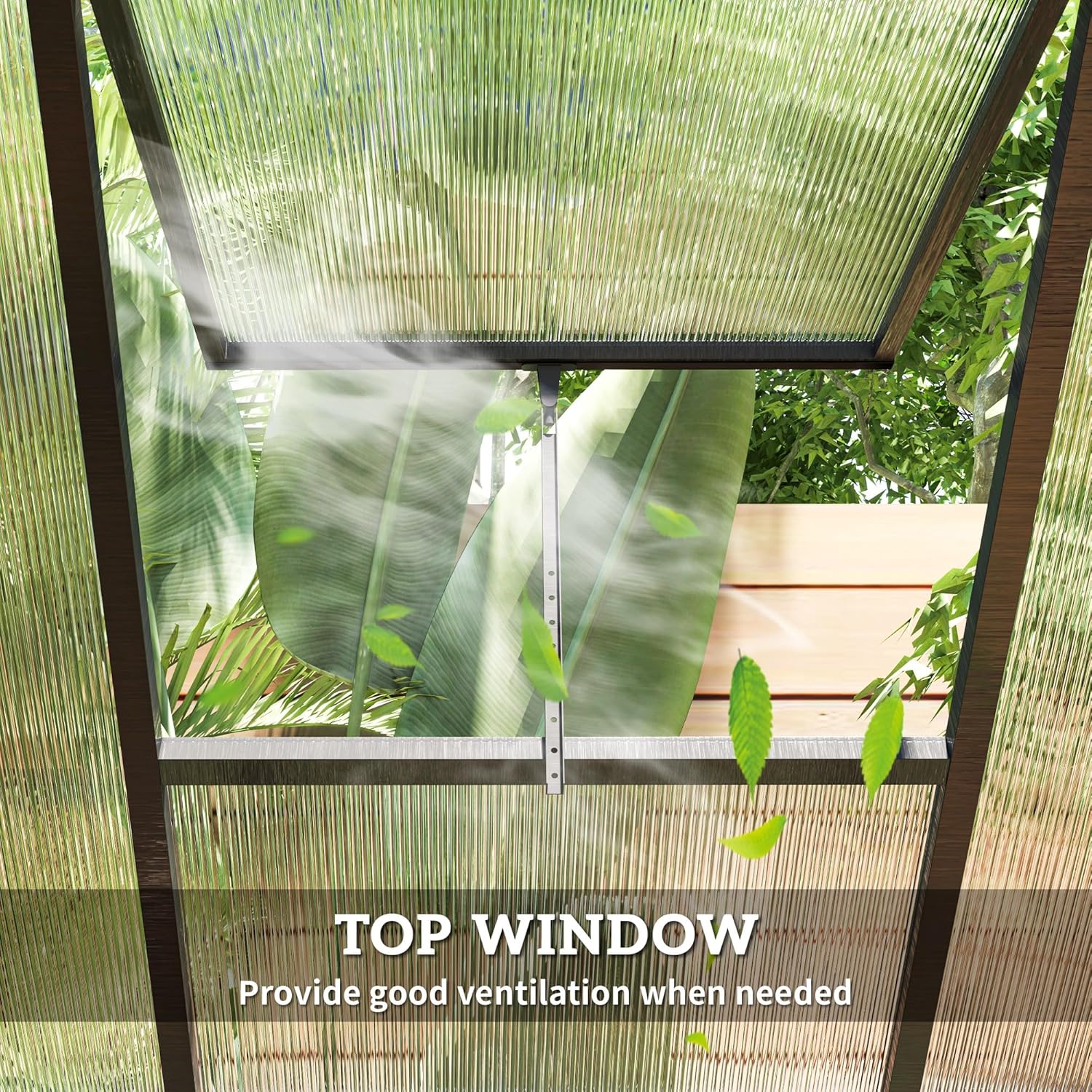 6' x 8' x 6.4' Polycarbonate Greenhouse, Aluminum Walk-in Green House Kit Garden, Plants Grow with Rain Gutter and Roof Vent1 pcs