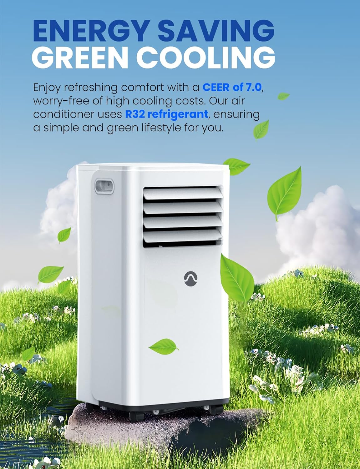 Portable Air Conditioners, 10000 BTU Air Conditioner Portable for Room up to 450 Sq. Ft., 3-in-1 Portable AC Unit with Digital Display, Remote Control, Window Installation Kit, 24H Timer, Sleep Mode1 pcs