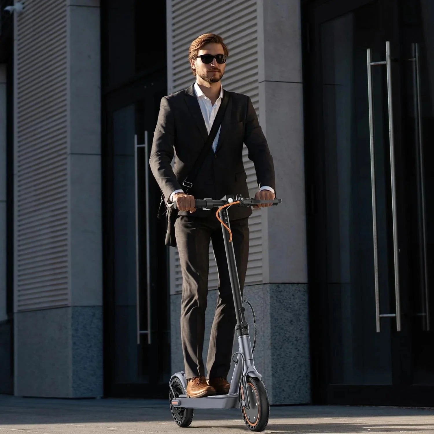 Electric scooter, 350W/500W powerful motor, 8.5"/10" solid rubber tires, 19/22 mph, 28/21/12 mile range, dual brakes