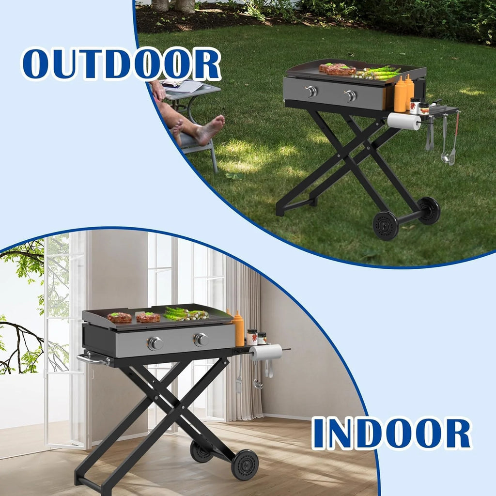 Portable Grill Table for Blackstone 22 Inch 17 Inch Tabletop Griddle Accessories Folding BBQ Table, Outdoor Grill Stand for Blackstone 22" 17" Griddle Stand with Wheels Side Table1 pcs