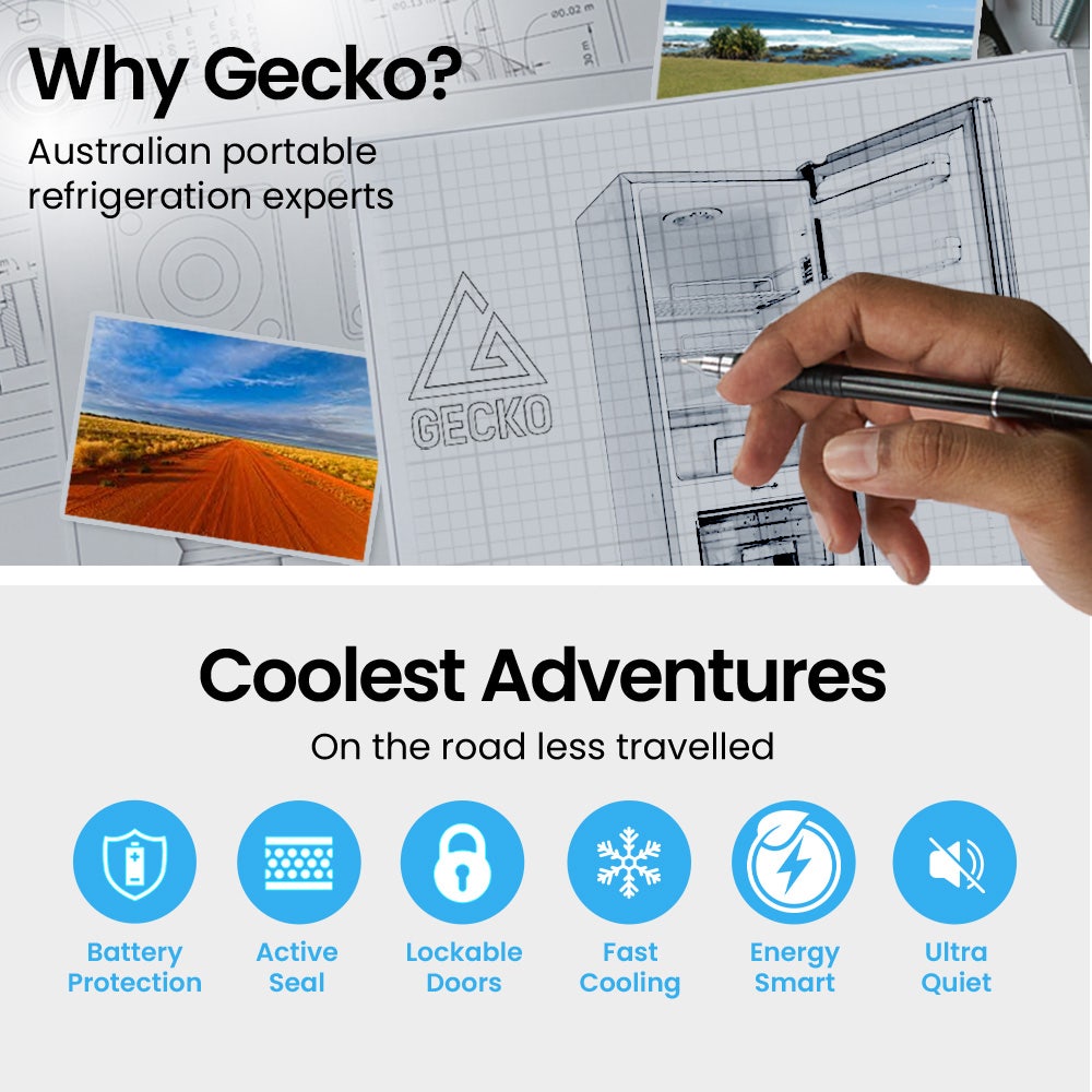 GECKO 160L Upright Portable Fridge / Freezer, 12V/24V for Motorhome and Caravan, Silver