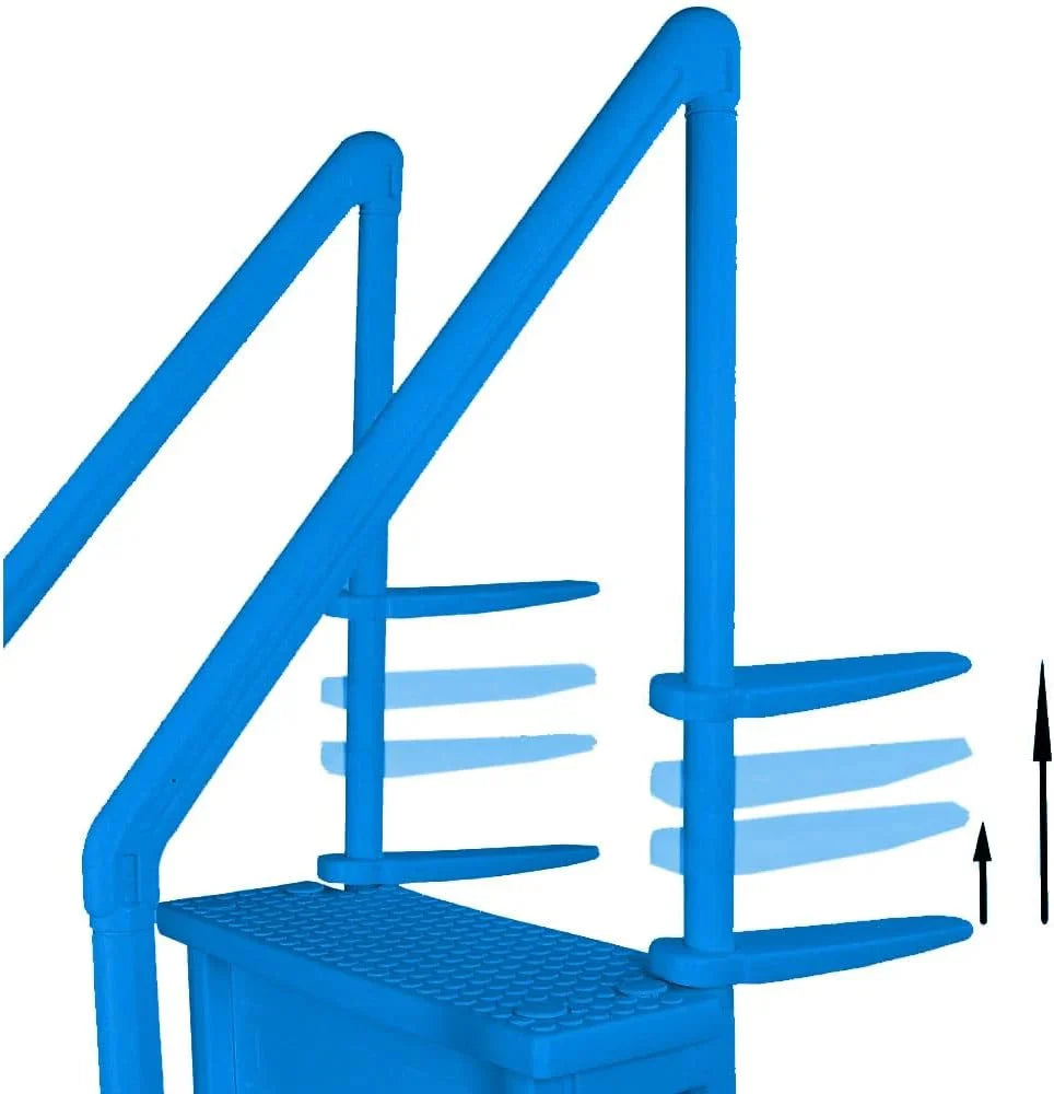 Non-slip entry steps for pools | Grey | For above-ground pools | Can be installed on terraces with a height of 122 to 137 cm | Load capacity up to 136 kg