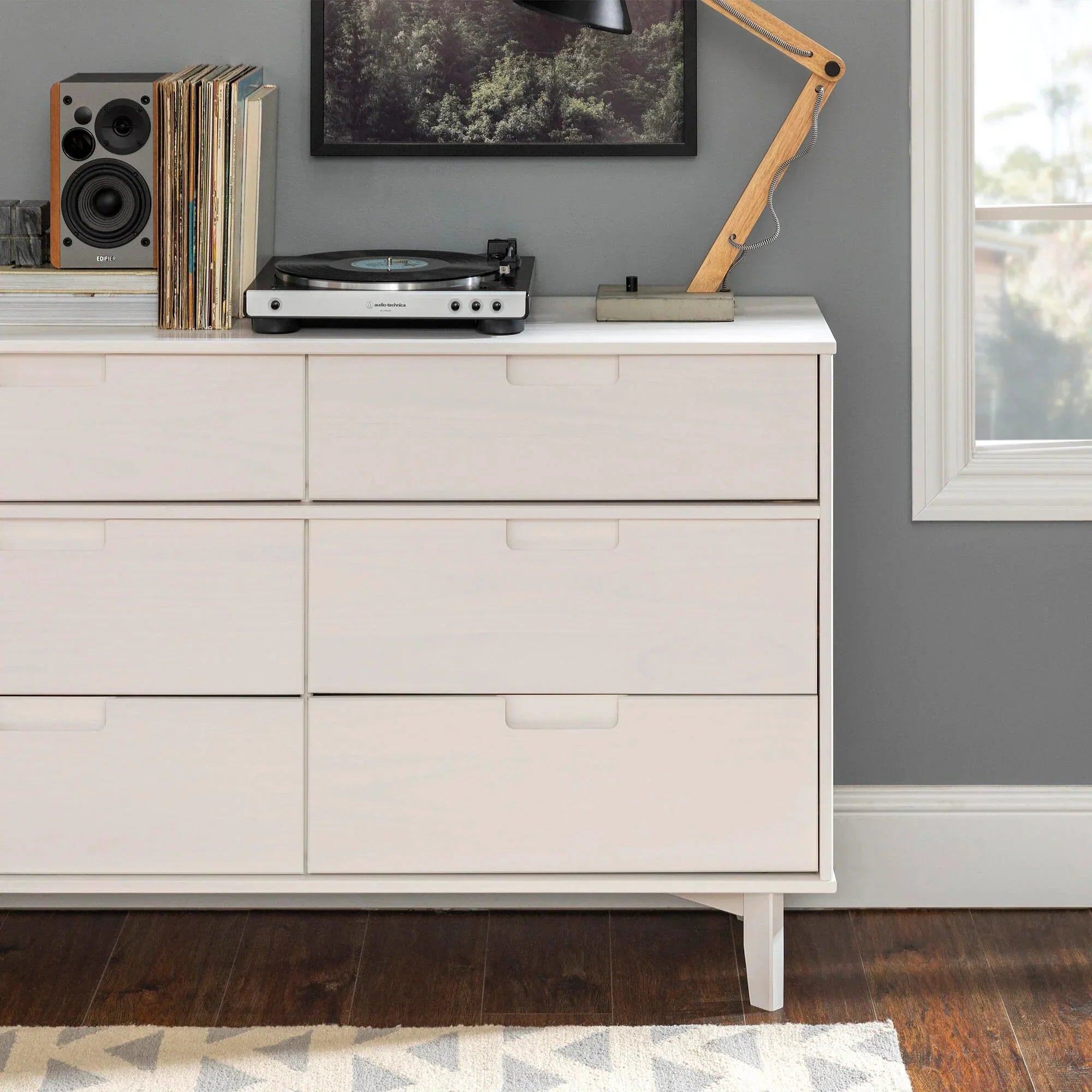 6-Drawer Caramel Mid Century Modern Wood Dresser