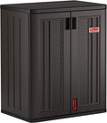 Suncast Commercial Heavy-Duty 9 Cubic Ft. Resin Storage Cabinet with Lockable Handles, Adjustable Metal-Reinforced Shelves for Garage or Workspace, Black, Made in The USA1 pcs