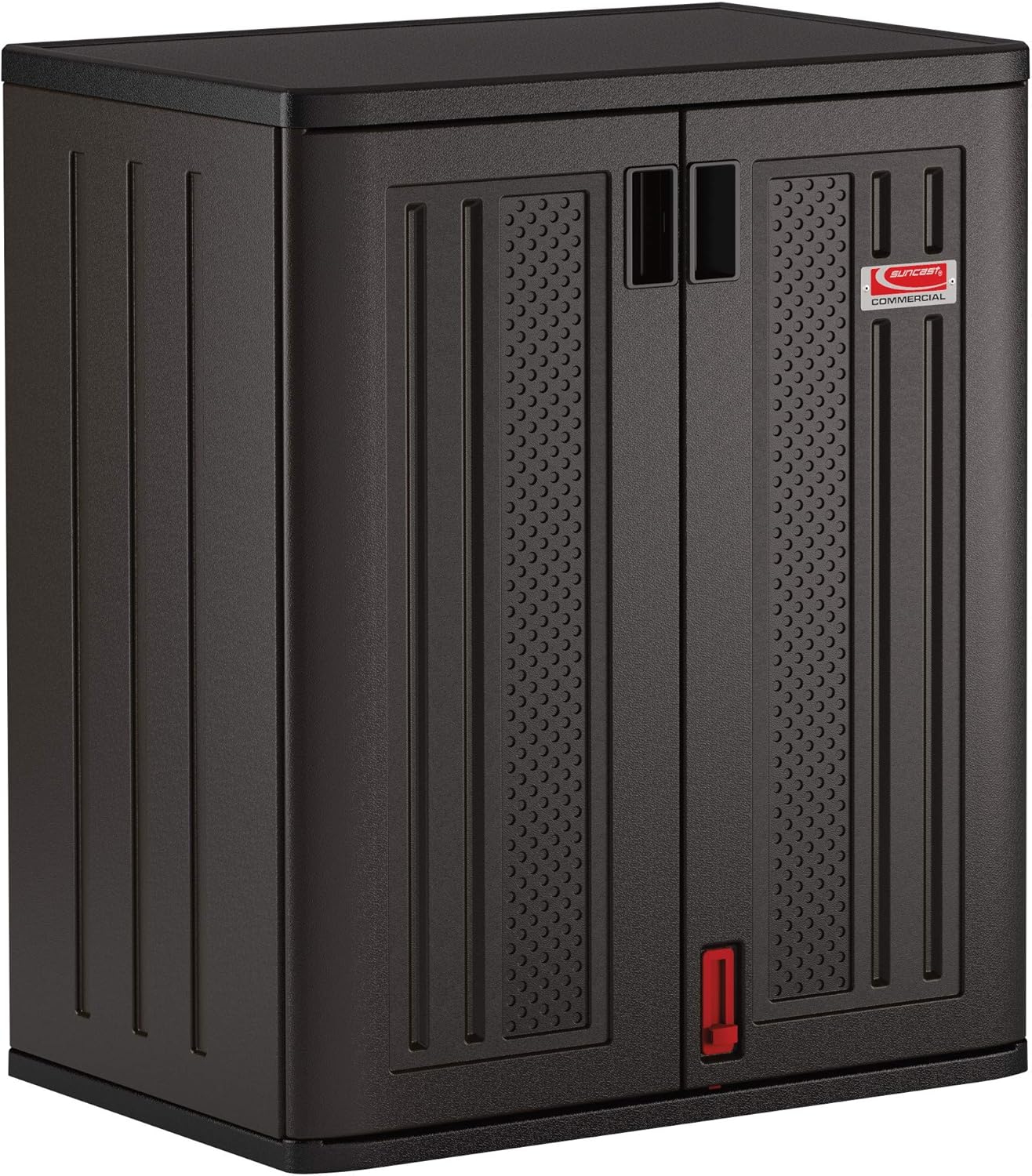 Suncast Commercial Heavy-Duty 9 Cubic Ft. Resin Storage Cabinet with Lockable Handles, Adjustable Metal-Reinforced Shelves for Garage or Workspace, Black, Made in The USA1 pcs