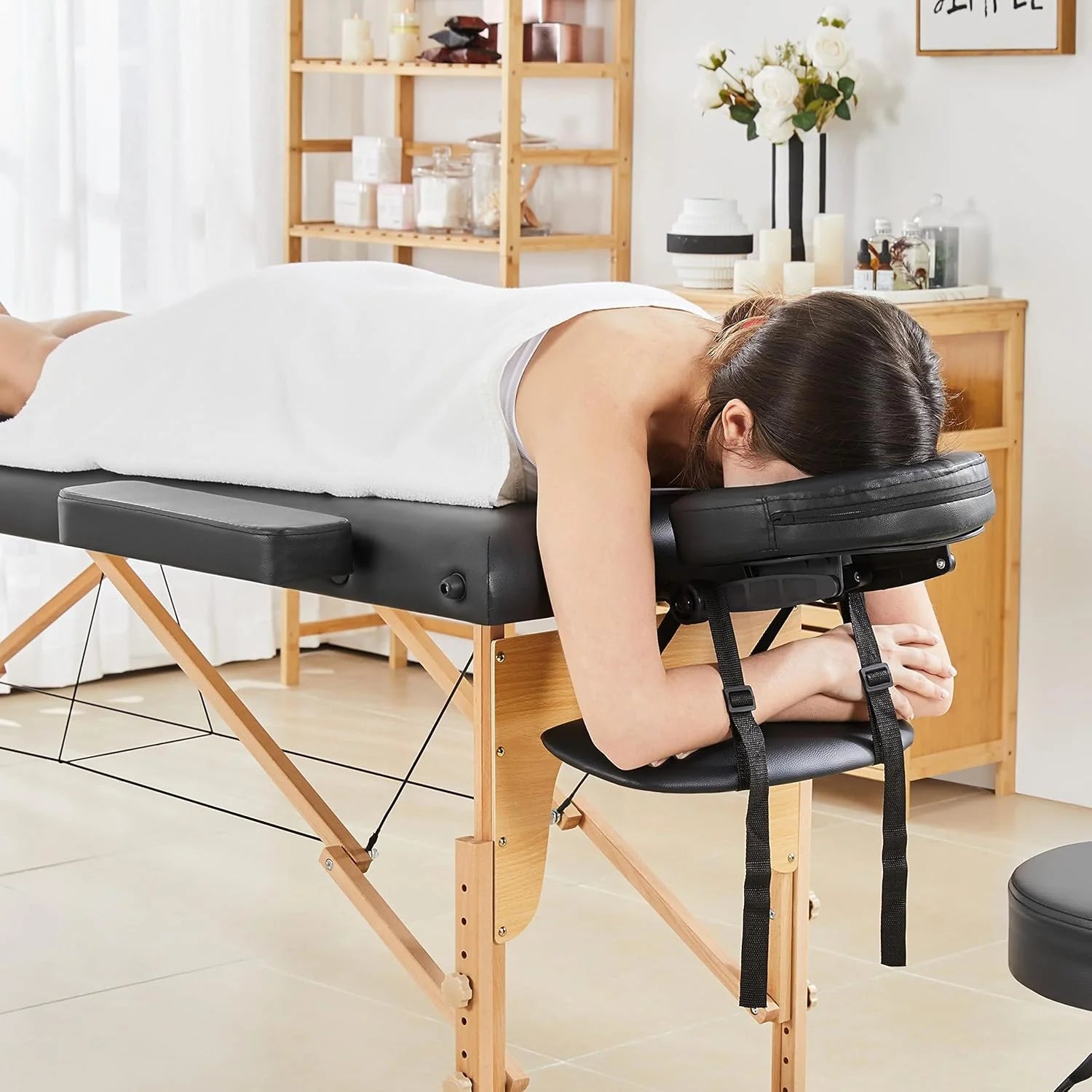 Massage Table Lash Bed Portable Massage Spa Bed Beauty Tattoo Table Adjustable for Eyelash Tech Physical Therapy Couch, Black1 pcs