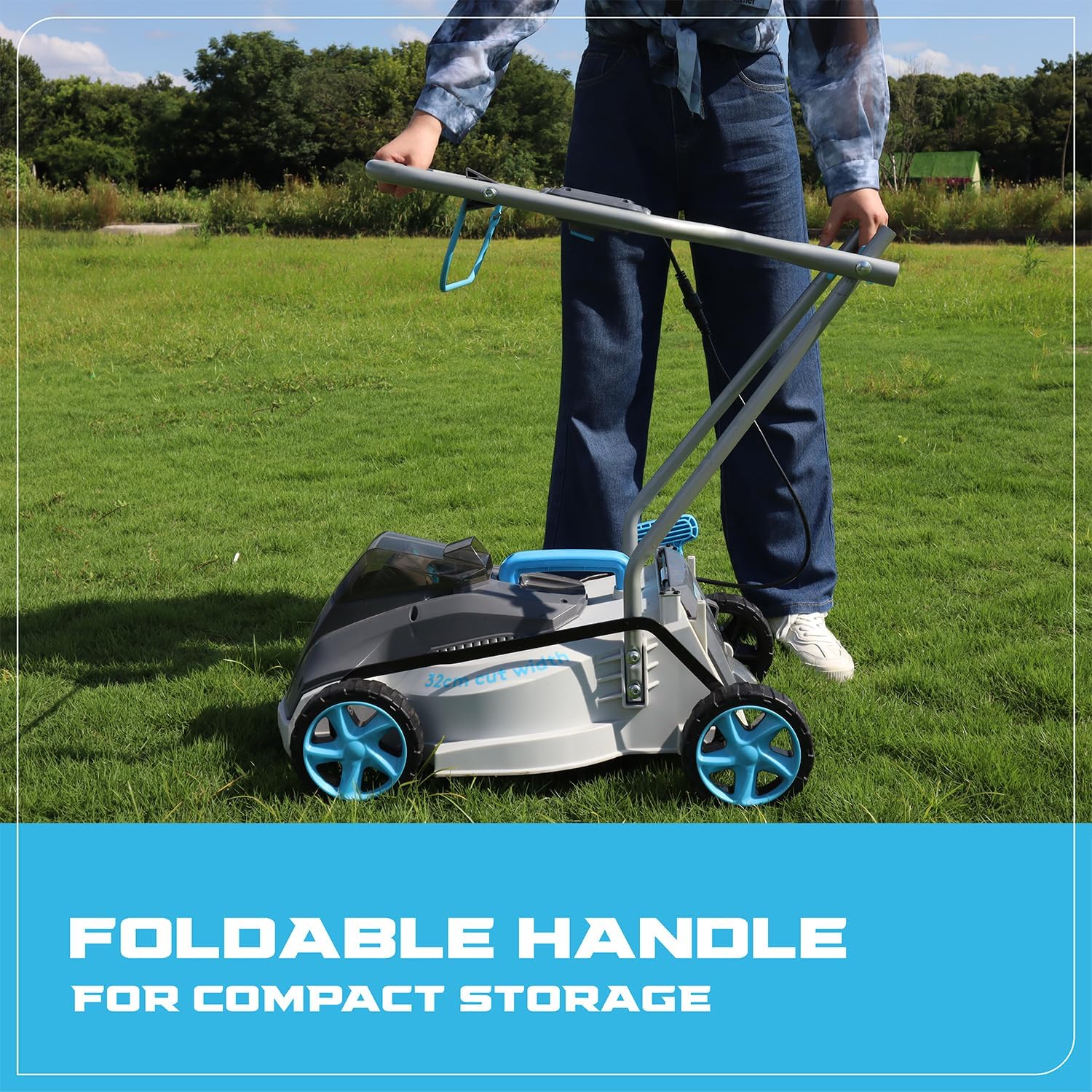 Cordless Lawn Mower, 15-in Lawn Mowers Lightweight, 40V Lithium-ion Lawnmower w/Brushless Motor, 5 Cutting Heights Adjustable -Low Noise 2 in 1 Push Mower1 pcs