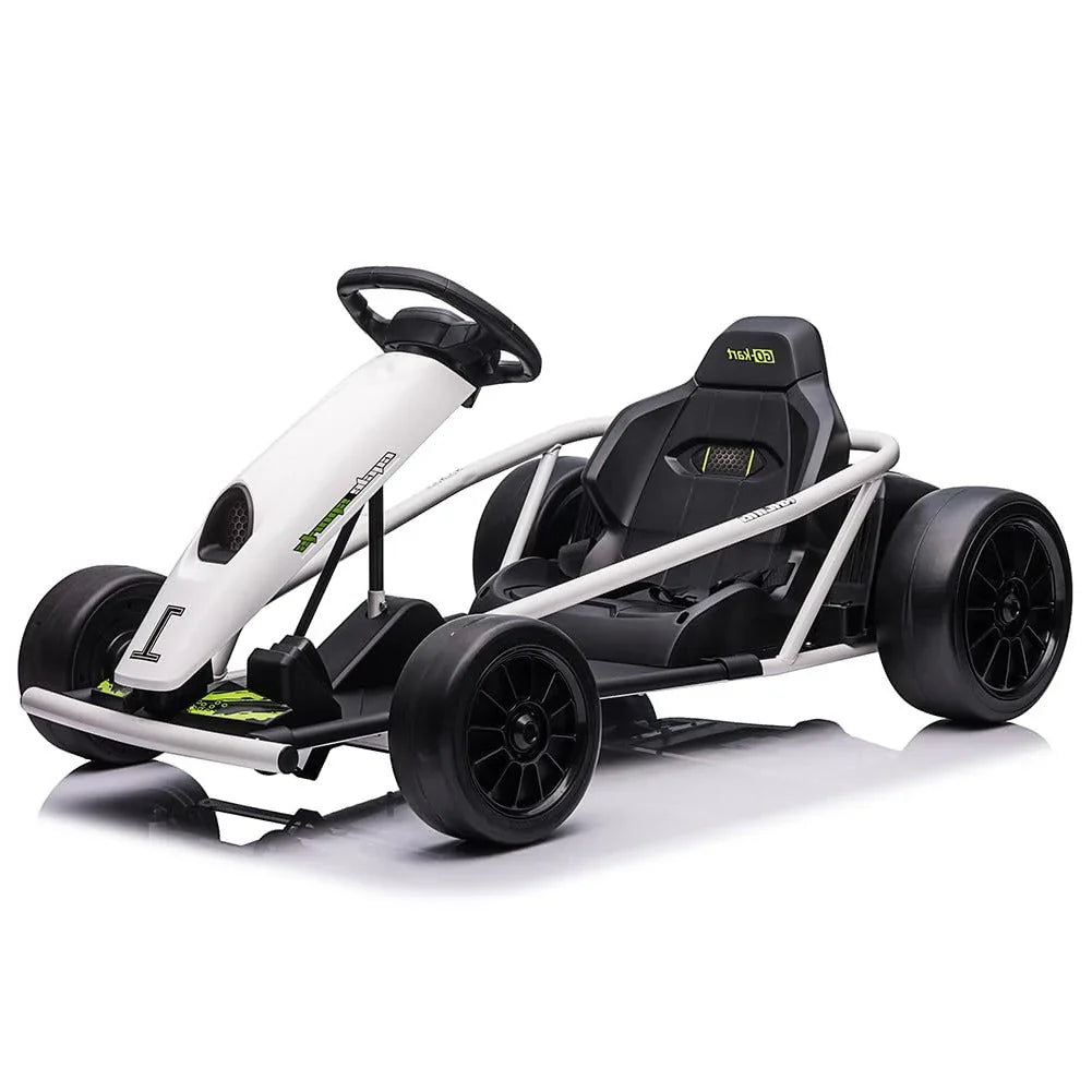 24V Go Kart for Kids 8-12, 300W*2 Motors, 9Ah Battery, 8MPH Speed, Music, Horn, 175lbs Max Load �� White