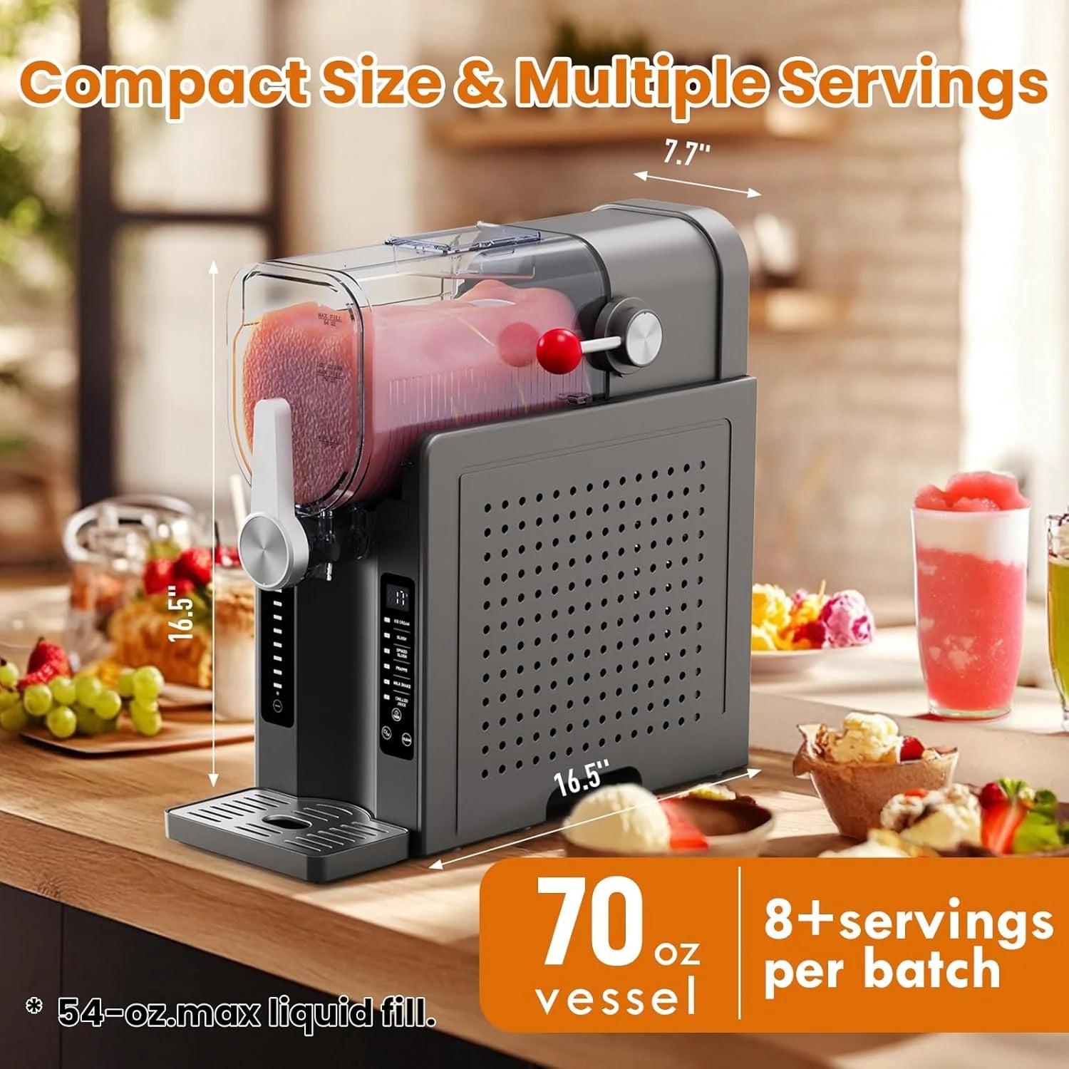 Slushie Machine - Professional Frozen Drink Maker No Ice Needed- Slushy Machine for Home with LED Display - One-Touch Reservation & 6 Pre-set Programs for Frozen Margaritas, Frappés & Ice Cream