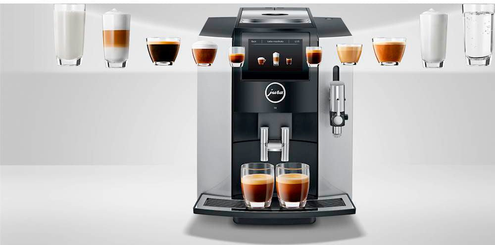 Jura - S8 Espresso Machine with 15 bars of pressure and Milk Frother - Moonlight Silver
