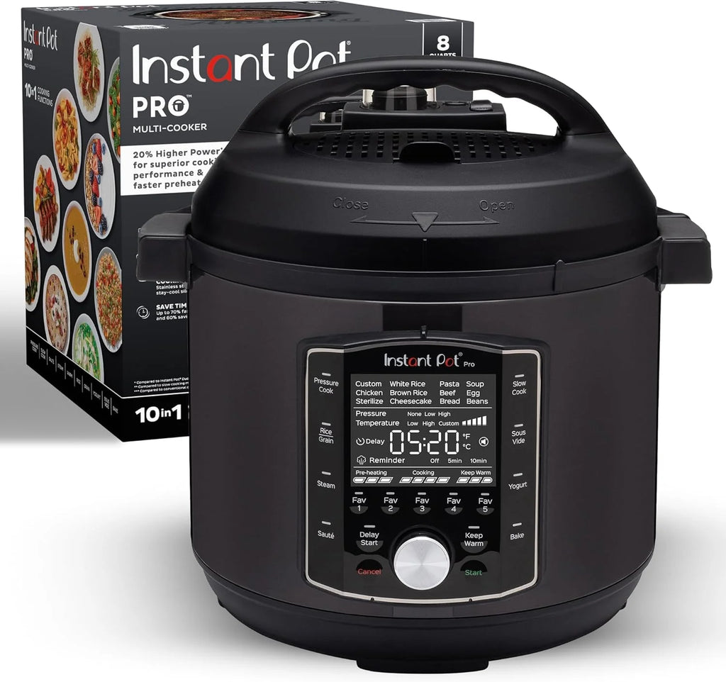 10-in-1 Pressure Cooker, Slow Cooker, Rice/Grain Cooker, Steamer, Sauté, Sous Vide, Yogurt Maker, Sterilizer, and Warmer, Includes App With Over 800 Recipes, Black1 pcs
