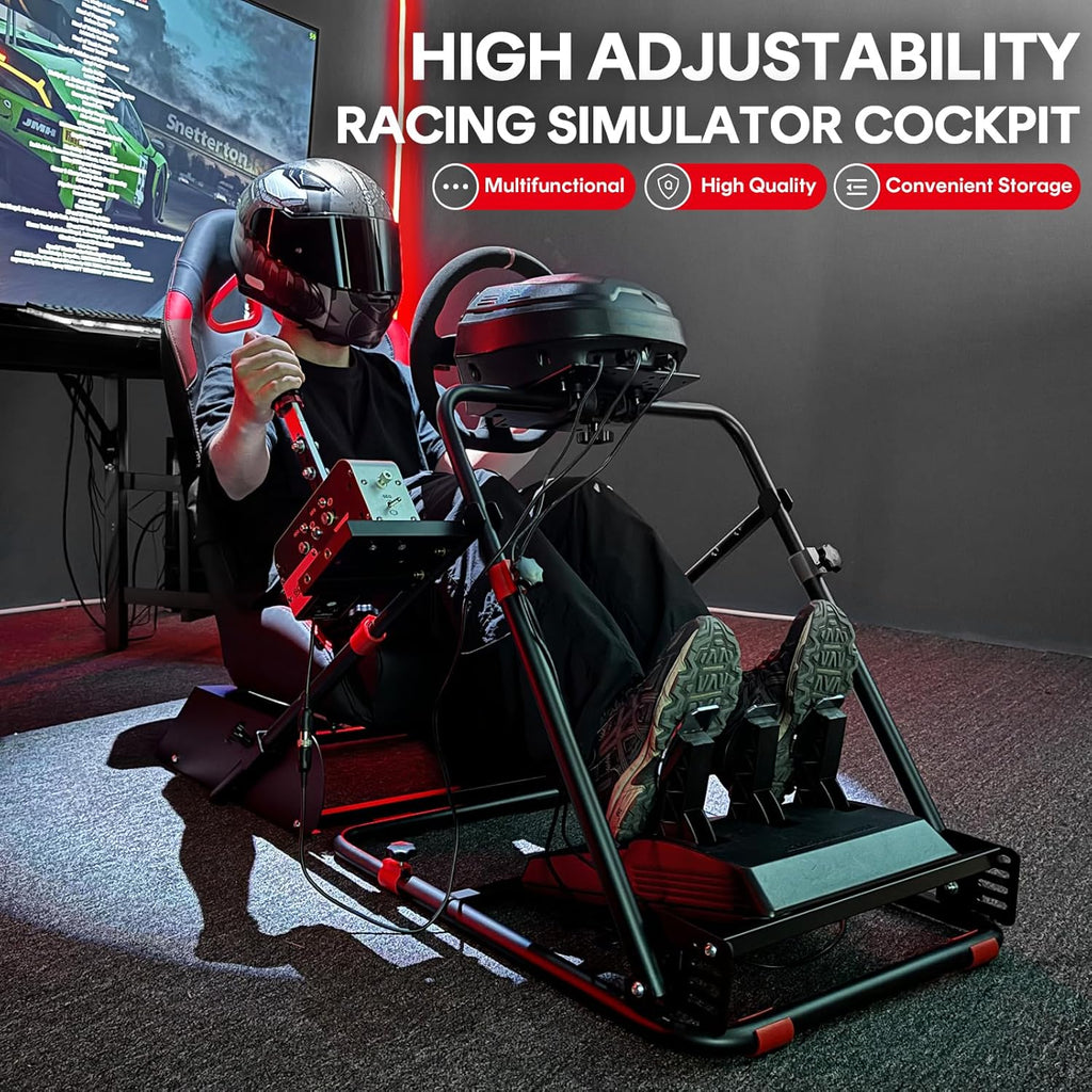 RACGTING Racing Simulator Cockpit, Foldable Seat, Logitech/Thrustmaster