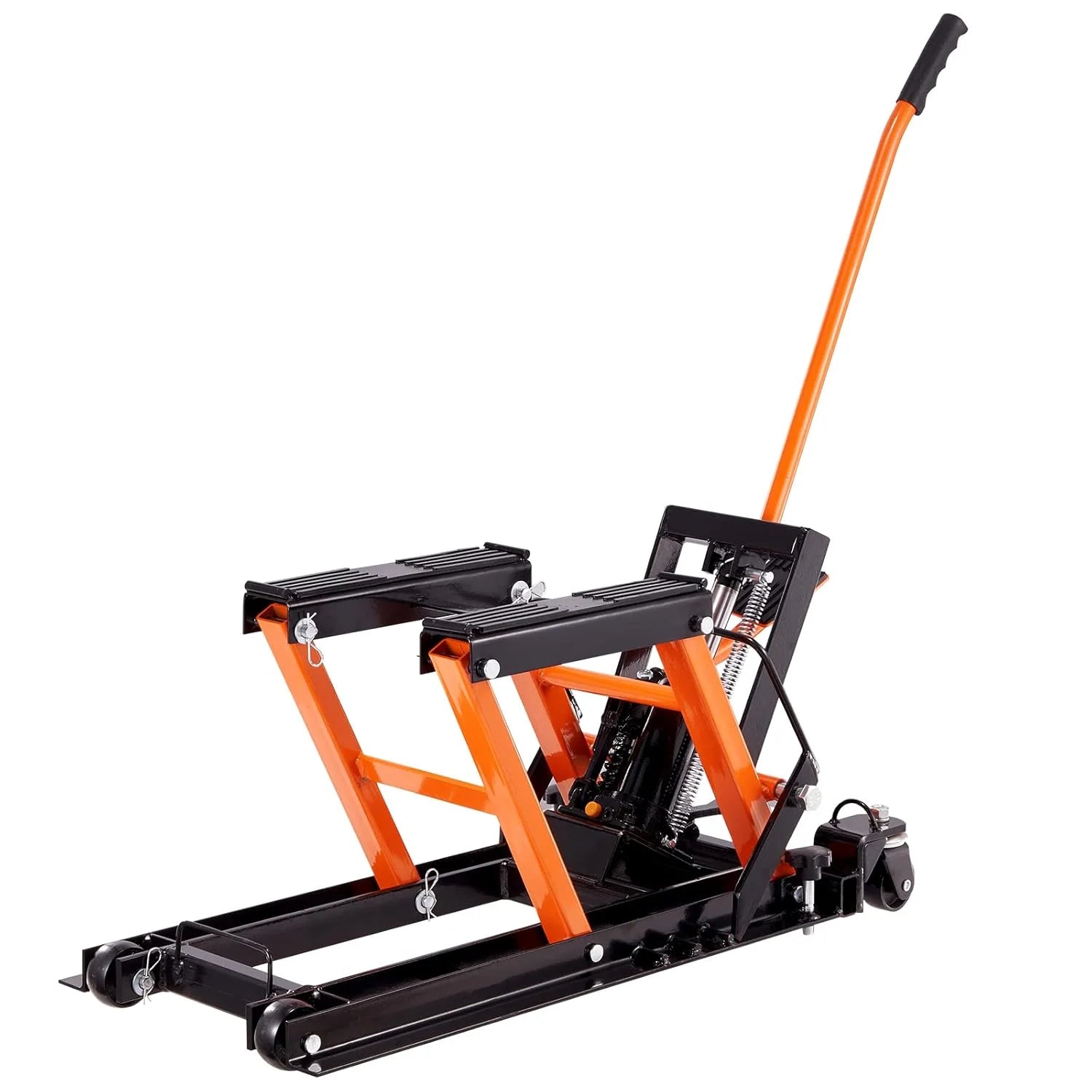 Hydraulic Motorcycle Lift Jack, 1500 LBS Capacity ATV Scissor Lift Jack, Portable Motorcycle Lift Table with 4 Wheels, Hydraulic Foot-Operated Hoist Stand for Motorcycle ATV UTV Powersports1 pcs