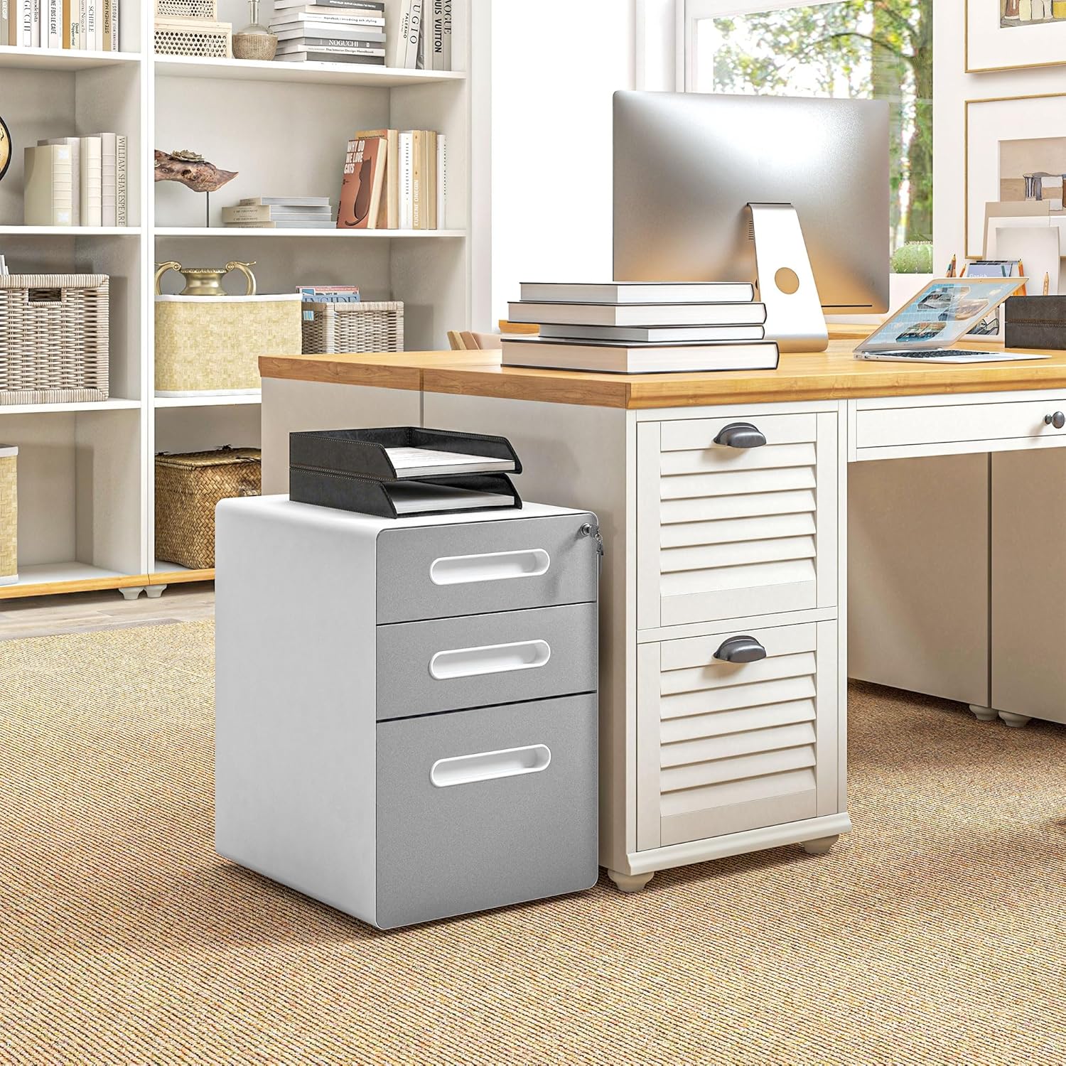 3 Drawer Vertical Filing Cabinet with Lock and Wheels, Under Desk Mobile File Cabinet for Legal, A4, Letter Size, Steel Frame for Home Office, Black1 pcs