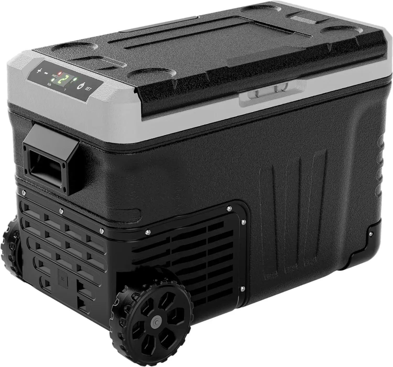 12 Volt Refrigerator, 53QT(50L) Electric Cooler, Portable Freezer 12V/24V DC 110-240V AC, 12V Fridge -4��~68��, 12V Cooler with Wheels & 2 Baskets for Travel, Truck, Boat, Camping