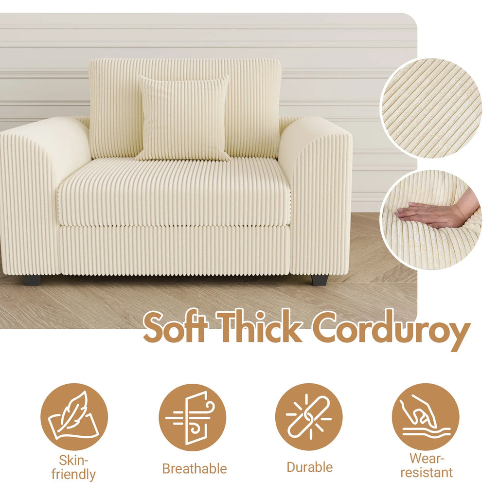 1 Seater Sofa Corduroy Armchair Couch(Pre-order)