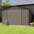 Patiowell 10 x 10 ft Outdoor Storage Metal Shed with Sloping Roof and Double Lockable Door
