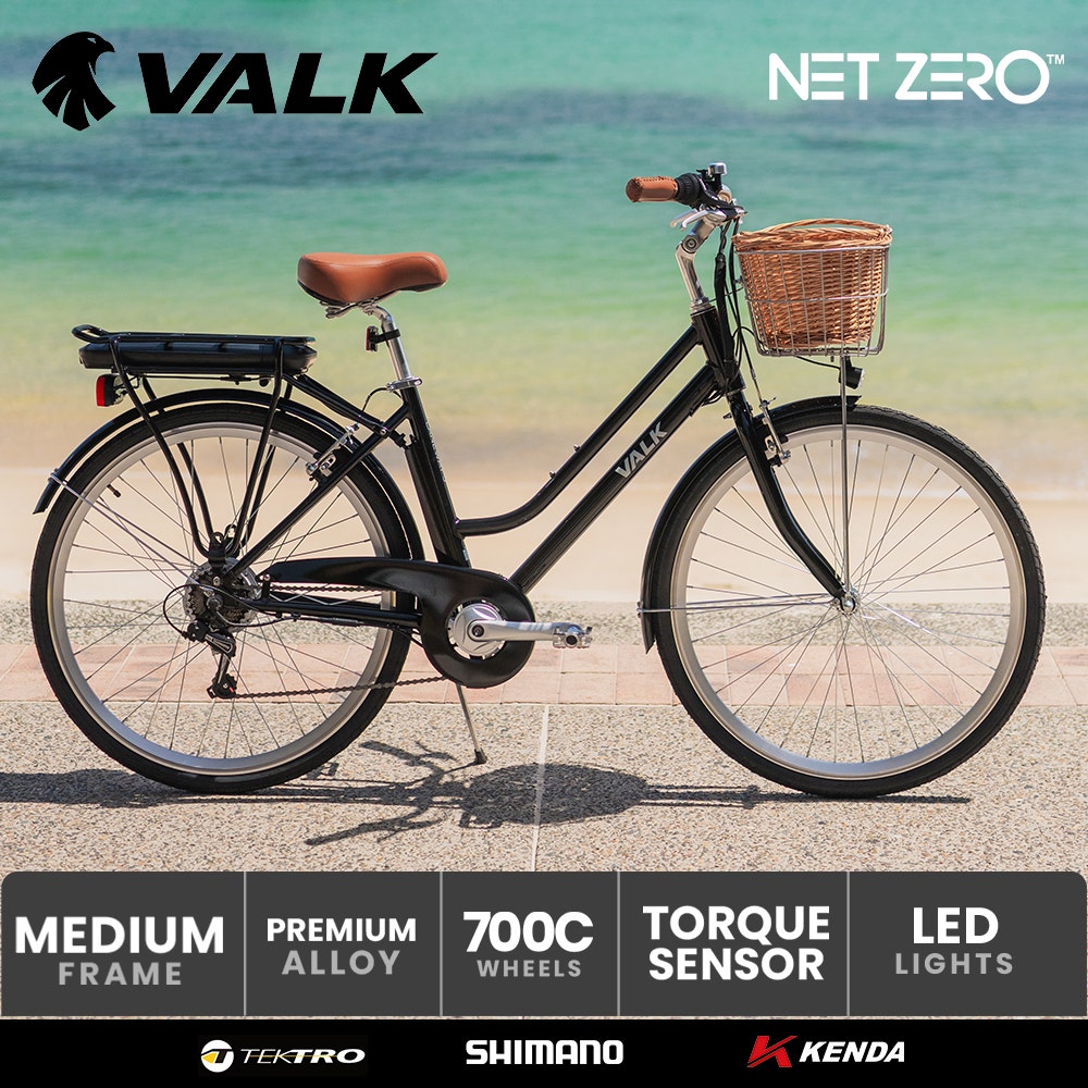 VALK Laneway 5 Vintage Electric Bike, Torque Sensor equipped eBike, Medium, Black