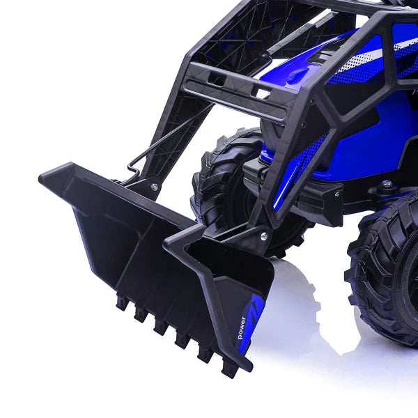 3-in-1 Ride-On Tractor, 24V Electric, Excavator & Bulldozer, Remote Control, LED, Music, USB/Bluetooth max 66 lbs �� Bright-blue