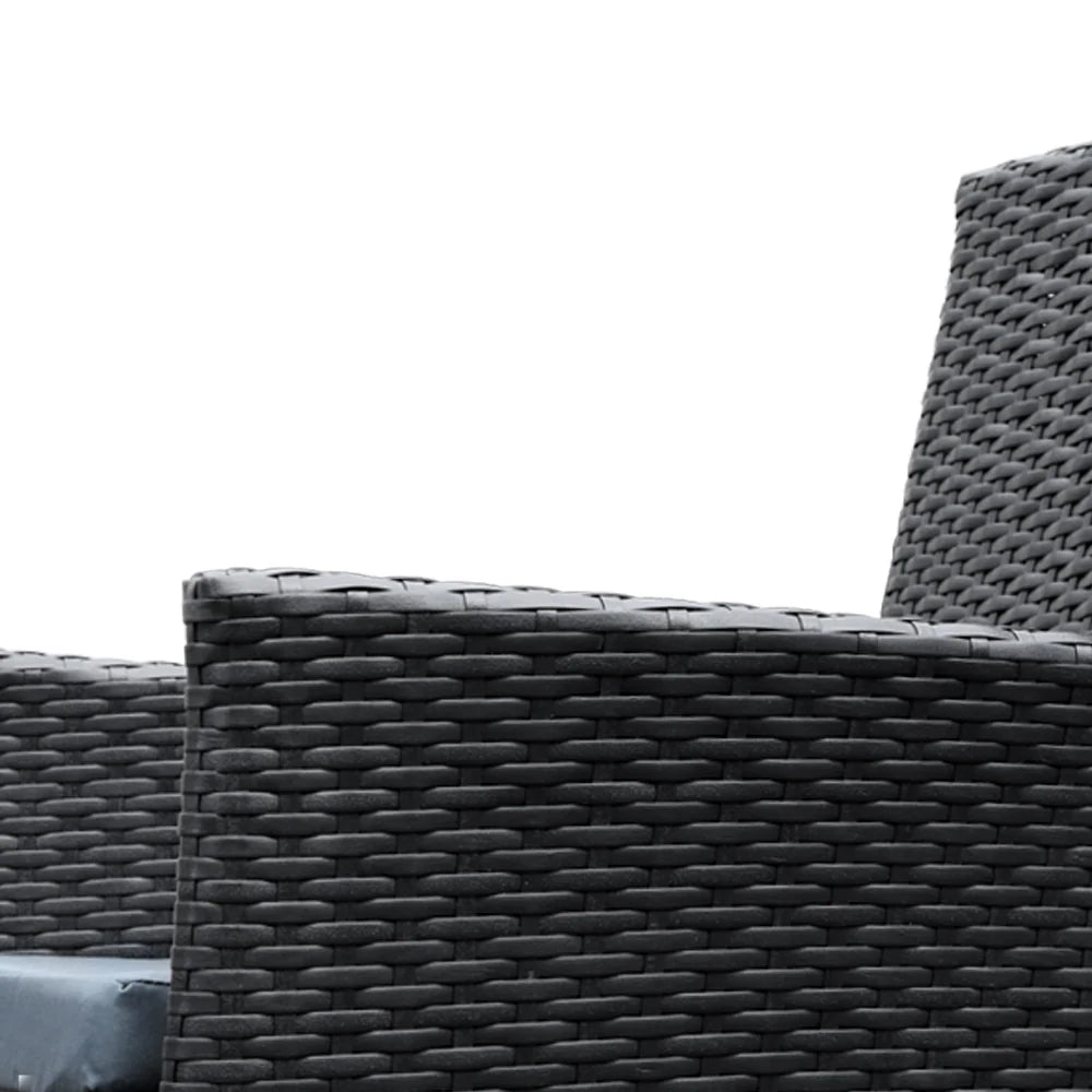 Gardeon 9-Piece Outdoor Dining Set Wicker Lounge Black