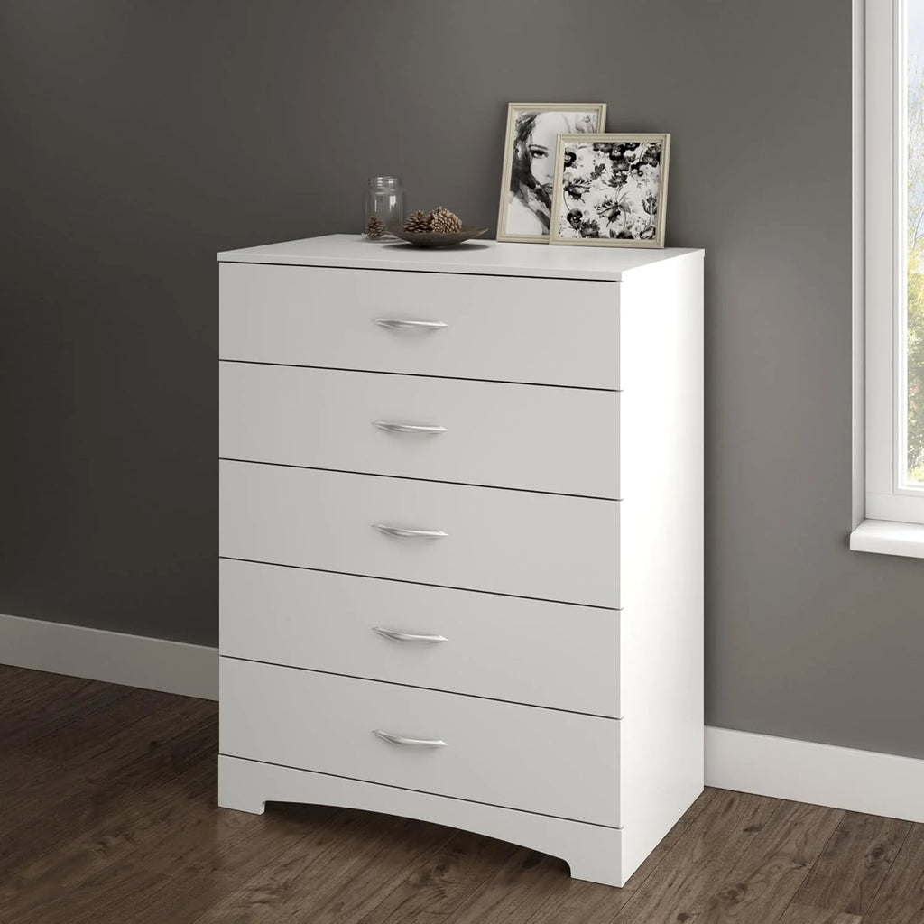 Furniture Step One 5-Drawer Chest, Pure White.1 pcs