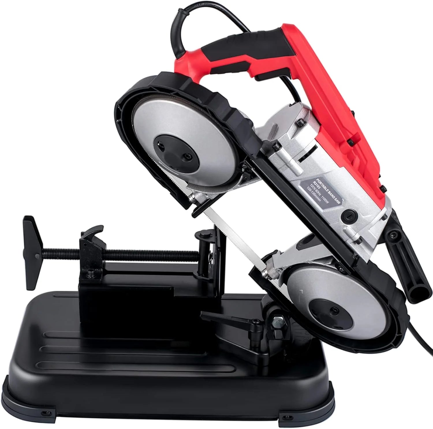 Portable Band Saw, 110V Removable Alloy Steel Base Corded Band Saw, 5 Inch Cutting Capacity Hand held Band Saw,Variable Speed Portable Bandsaw, 10Amp Motor Deep Cut Band Saw for Metal Wood1 pcs