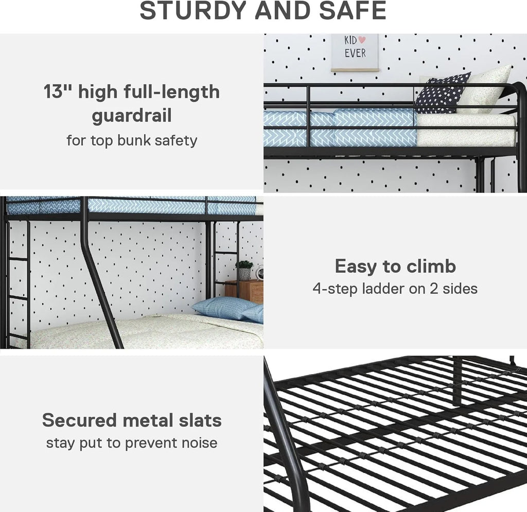 DHP Dusty Twin Over Full Metal Bunk Bed, Off White1 pcs
