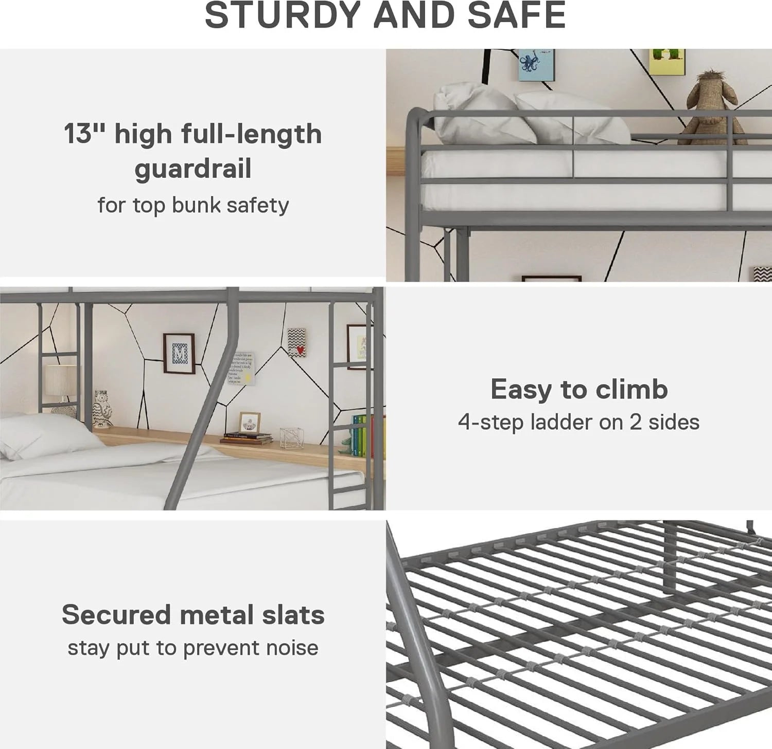 DHP Dusty Twin Over Full Metal Bunk Bed, Off White1 pcs