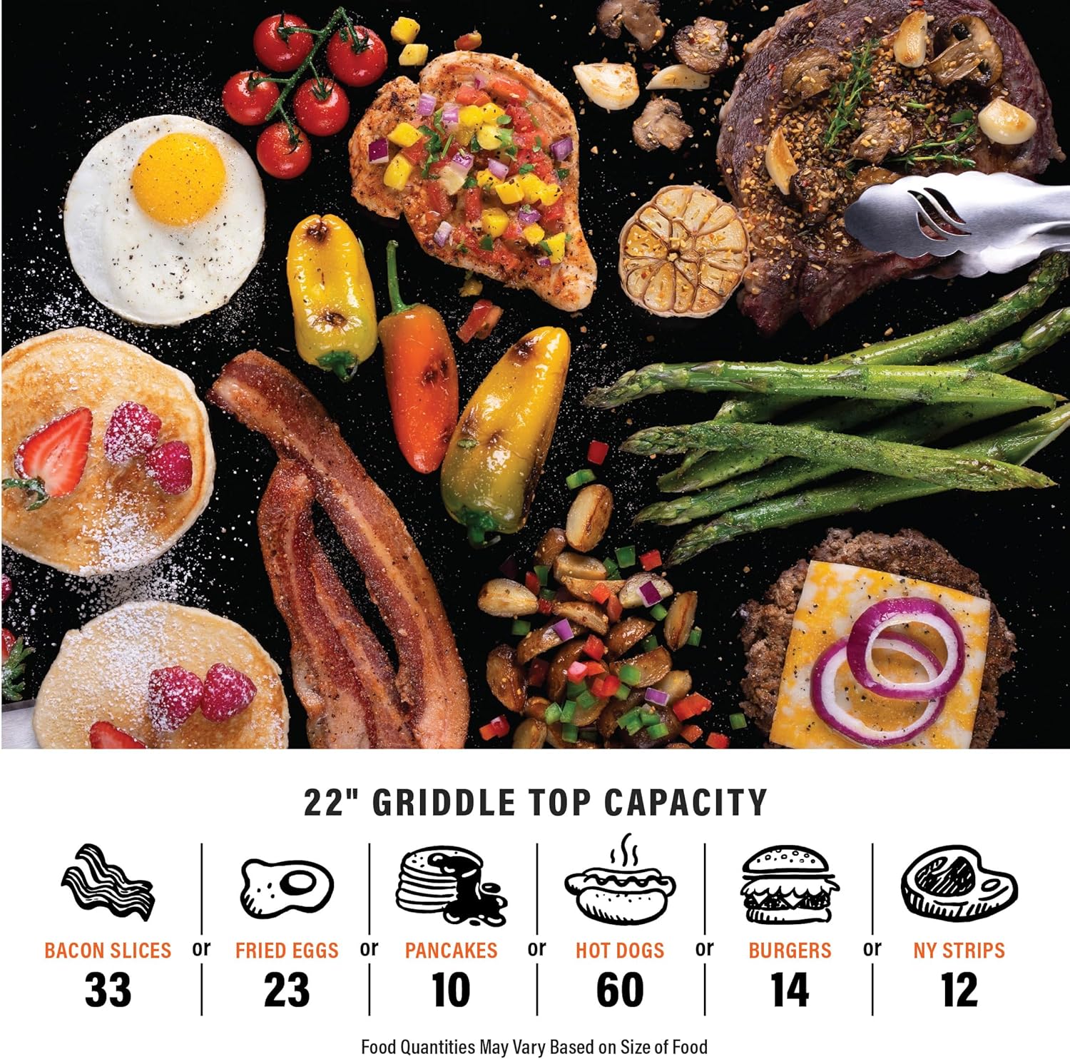 Tabletop Griddle with Stainless Steel Front Plate and Hood - 22", Black1 pcs