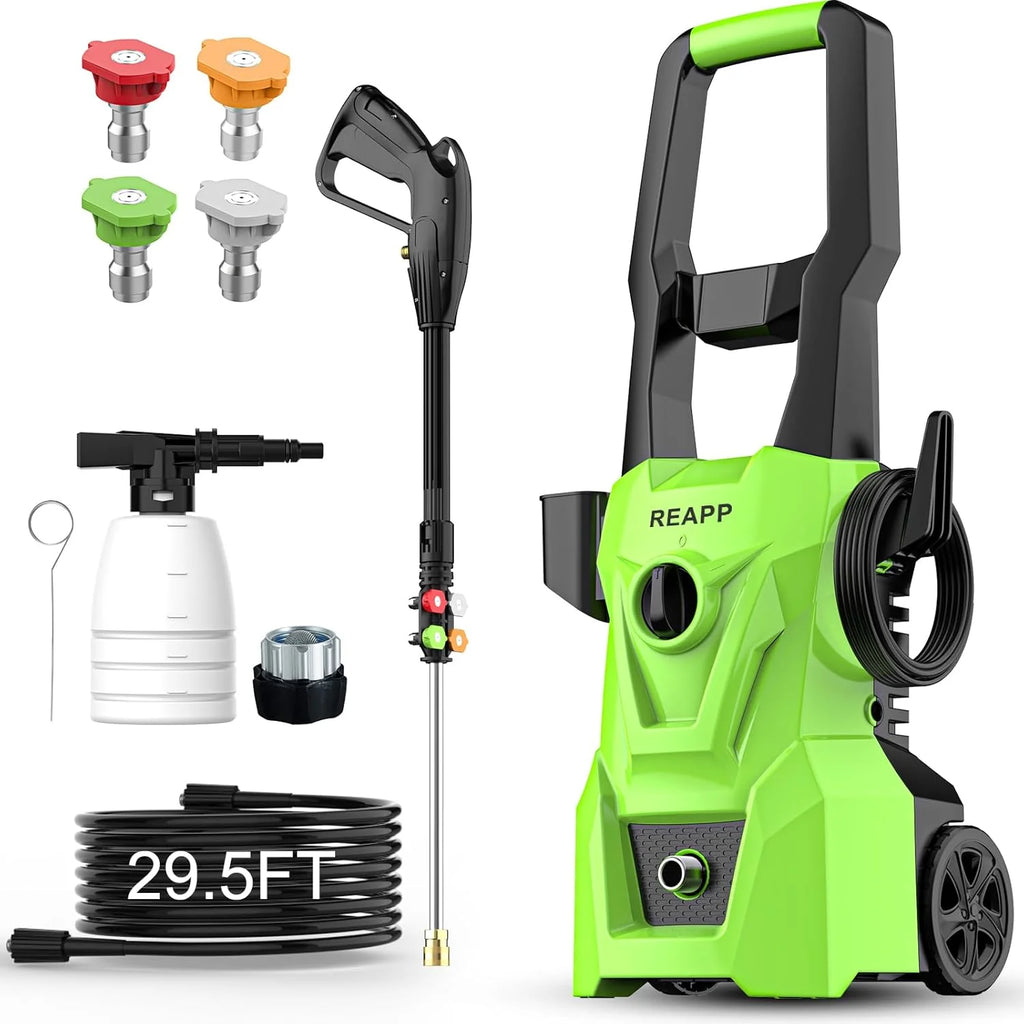 Electric high-pressure cleaning machine, foam sprayer, 4 quick-connect high-pressure nozzles, 2400 pounds/square inch 2.4 gallons/minute powerful cleaning machine, high-pressure cleaning equipment for1 pcs