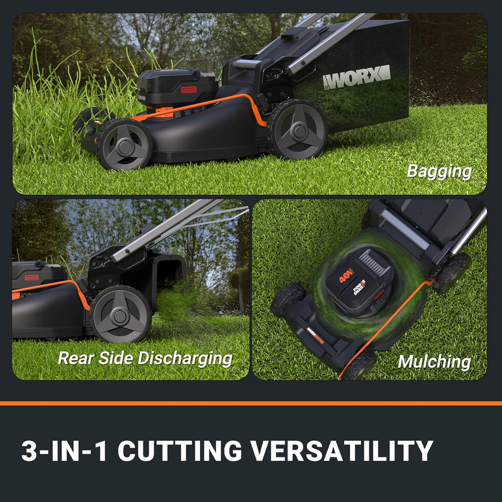 40V Power Share 20” Push Lawn Mower with Two 4.0Ah High-Capacity Batteries, Black and Orange1 pcs