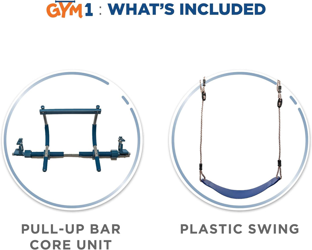 6-Piece Doorway Gym for Kids, includes Door Sensory Swing, Indoor Pull-Up Bar for Adults, Rings, Hanging Trapeze, Ladder & Knotted Rope, Holds Up to 300 Lbs