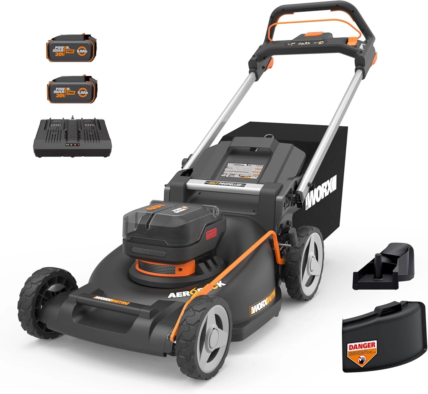 40V Power Share 20” Push Lawn Mower with Two 4.0Ah High-Capacity Batteries, Black and Orange1 pcs