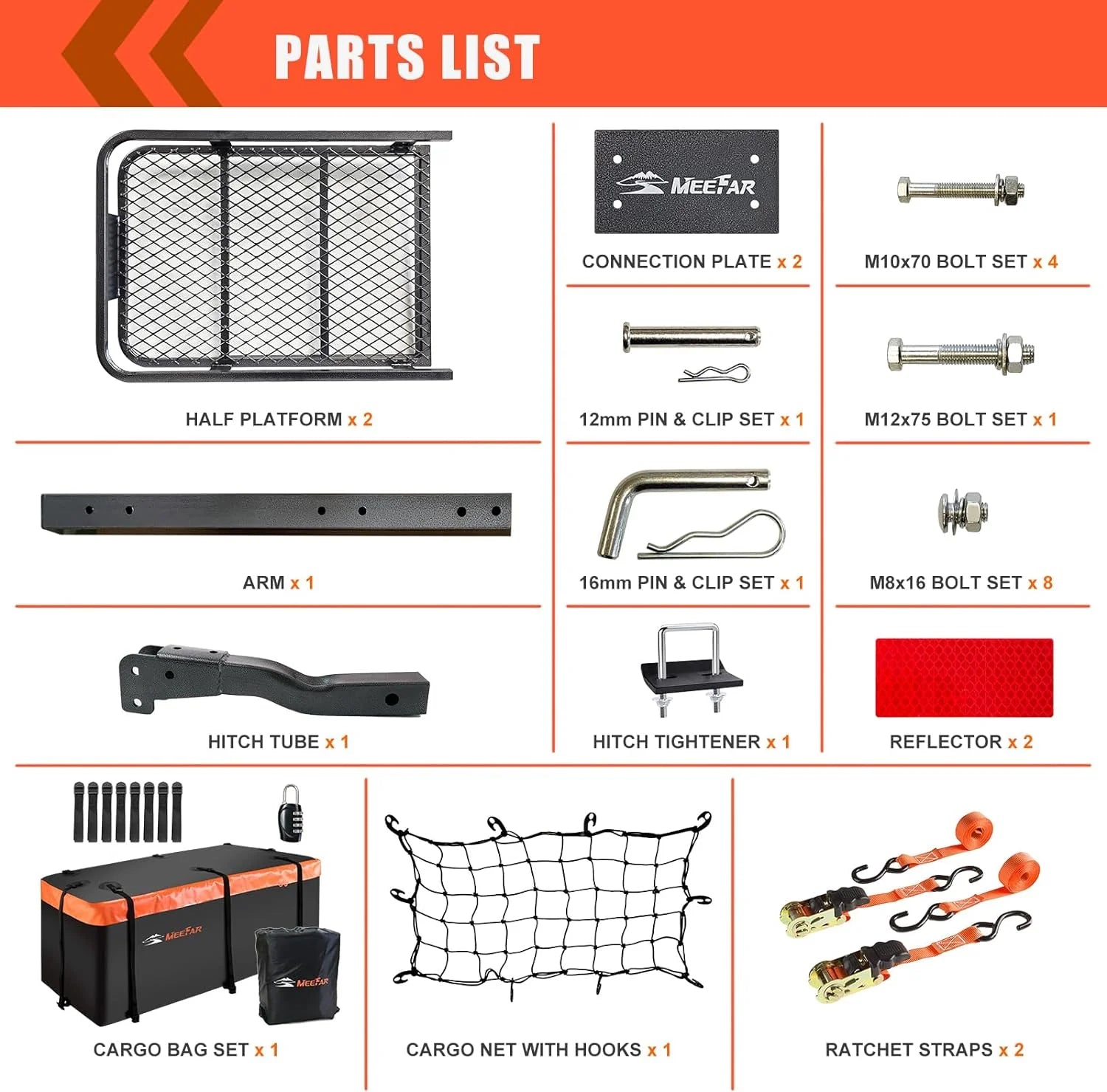 Roof Rack Carrier Basket Universal Rooftop 51" X 36" X 5" + Waterproof Bag 15 Cubic Feet (44" 34" 17"), and Cargo Net with Attachment Hooks, Ratchet Straps1 pcs