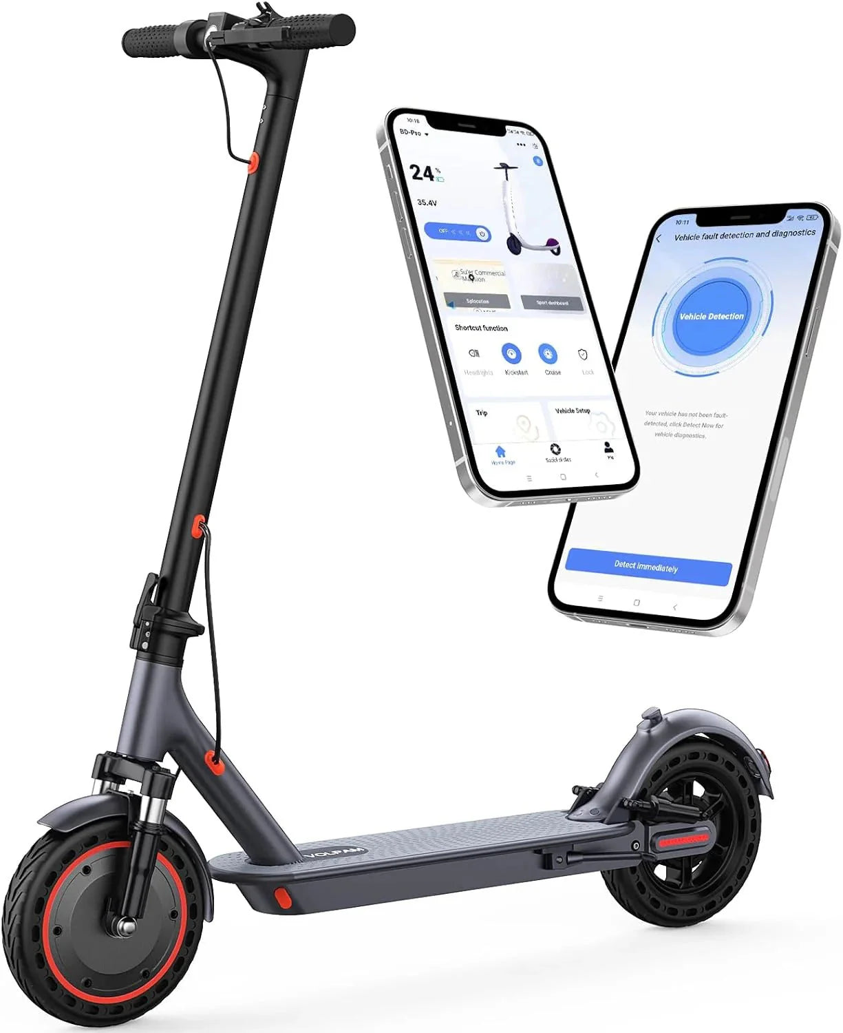Electric scooter, 350W/500W powerful motor, 8.5"/10" solid rubber tires, 19/22 mph, 28/21/12 mile range, dual brakes