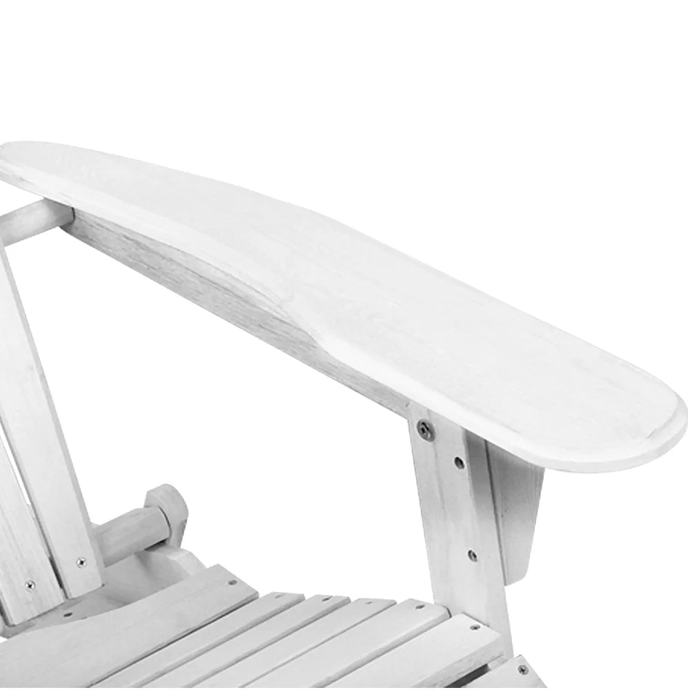 Foldable 3PC White Adirondack Chairs & Table Set by Gardeon