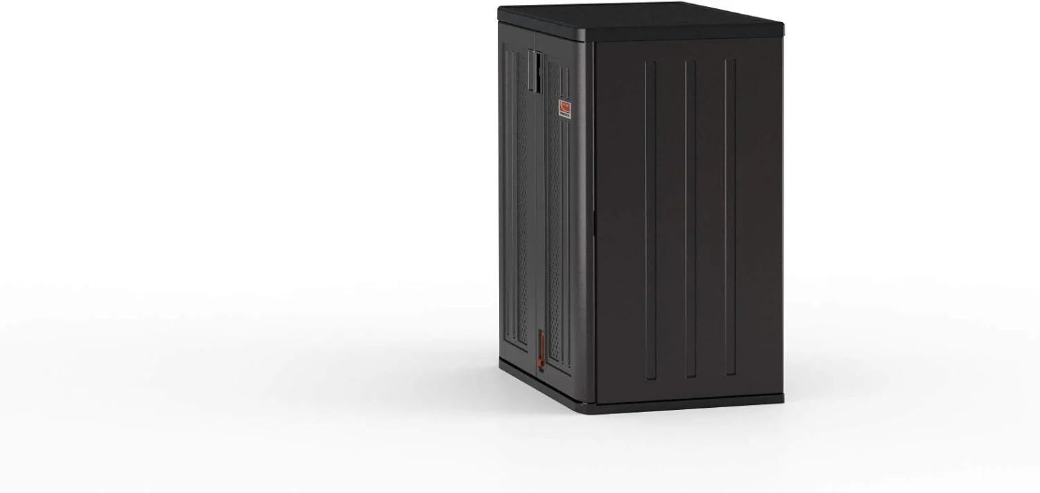 Suncast Commercial Heavy-Duty 9 Cubic Ft. Resin Storage Cabinet with Lockable Handles, Adjustable Metal-Reinforced Shelves for Garage or Workspace, Black, Made in The USA1 pcs