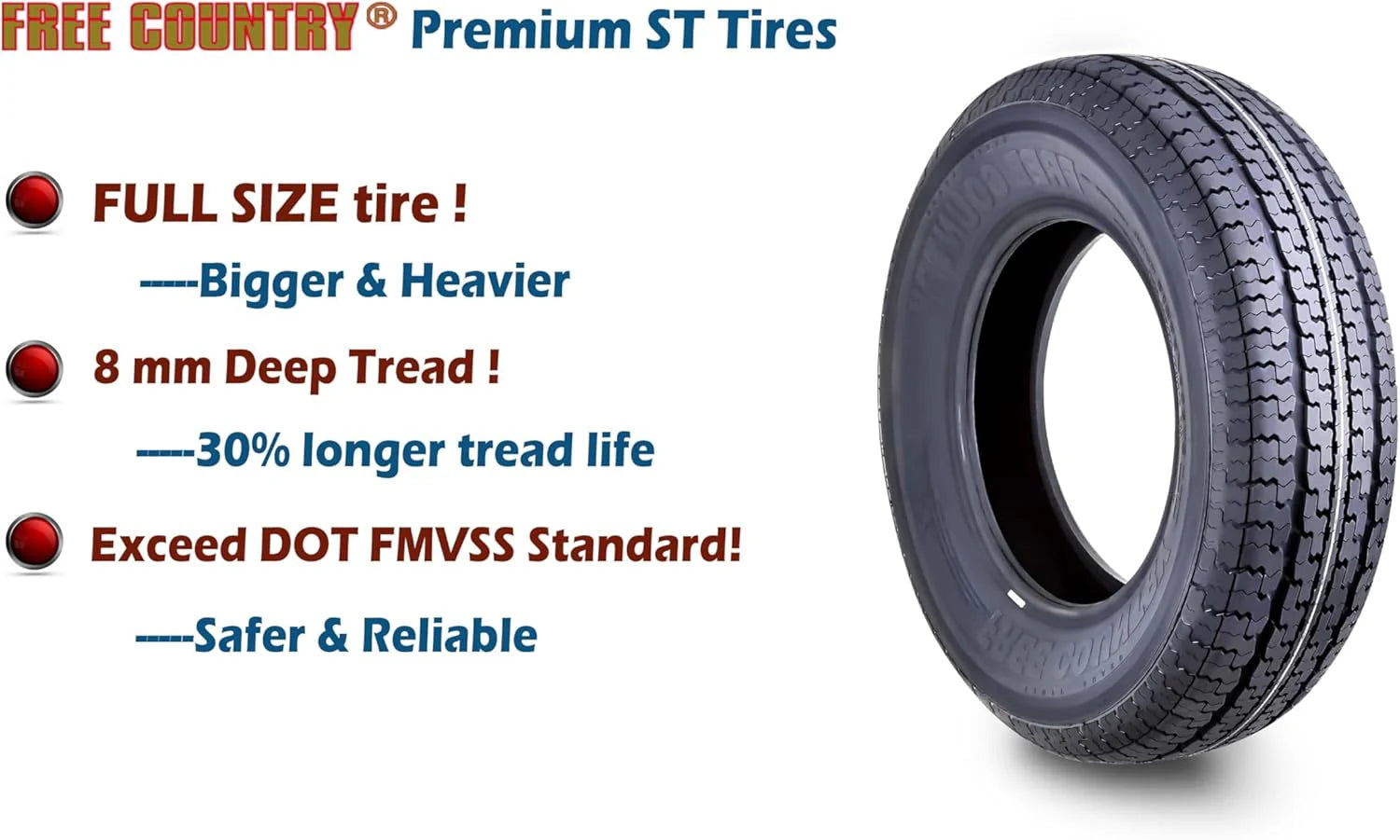 Libra Trailer Parts set of 4 Heavy Duty Trailer Tires ST205/75R15 205 75 15 10-Ply Load Range E Steel Belted Radial w/Scuff Guard1 pcs