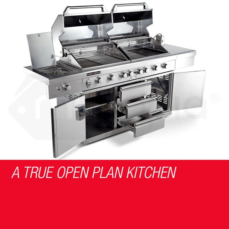 EuroGrille 9 Burner BBQ Grill Outdoor Barbeque Gas Stainless Steel Kitchen