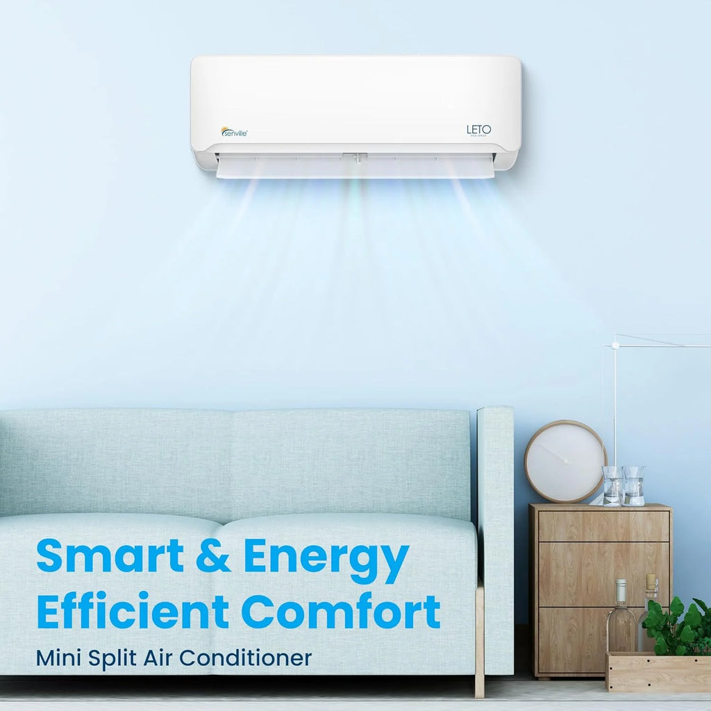 Mini split air conditioning heat pump, 9000 watts, 110/120 volts, variable frequency, supports Alexa function, energy efficiency ratio 21.5, white1 pcs