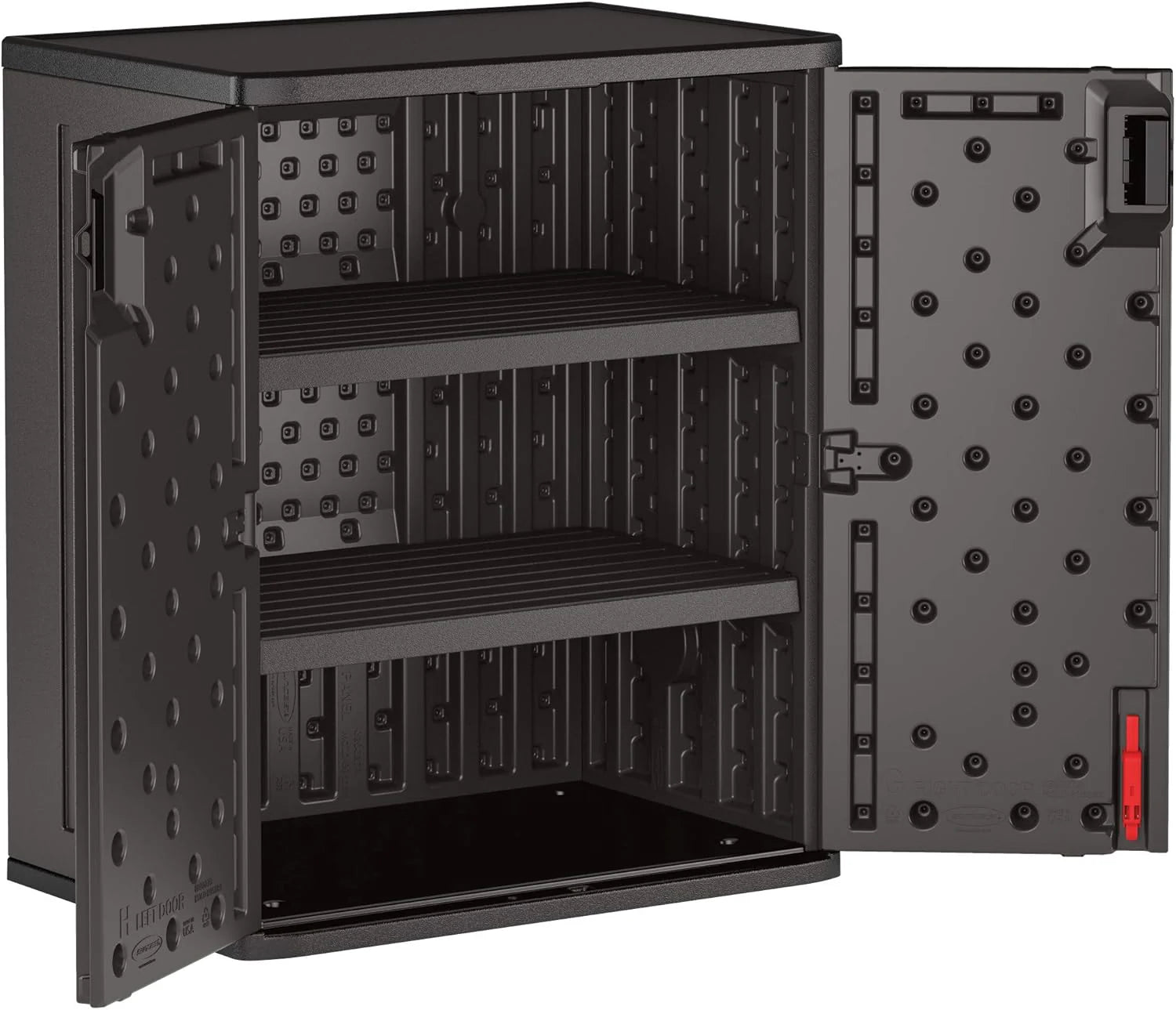 Suncast Commercial Heavy-Duty 9 Cubic Ft. Resin Storage Cabinet with Lockable Handles, Adjustable Metal-Reinforced Shelves for Garage or Workspace, Black, Made in The USA1 pcs