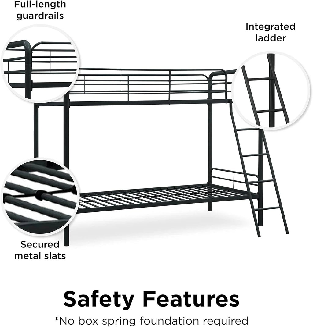 DHP Dusty Twin Over Full Metal Bunk Bed, Off White1 pcs