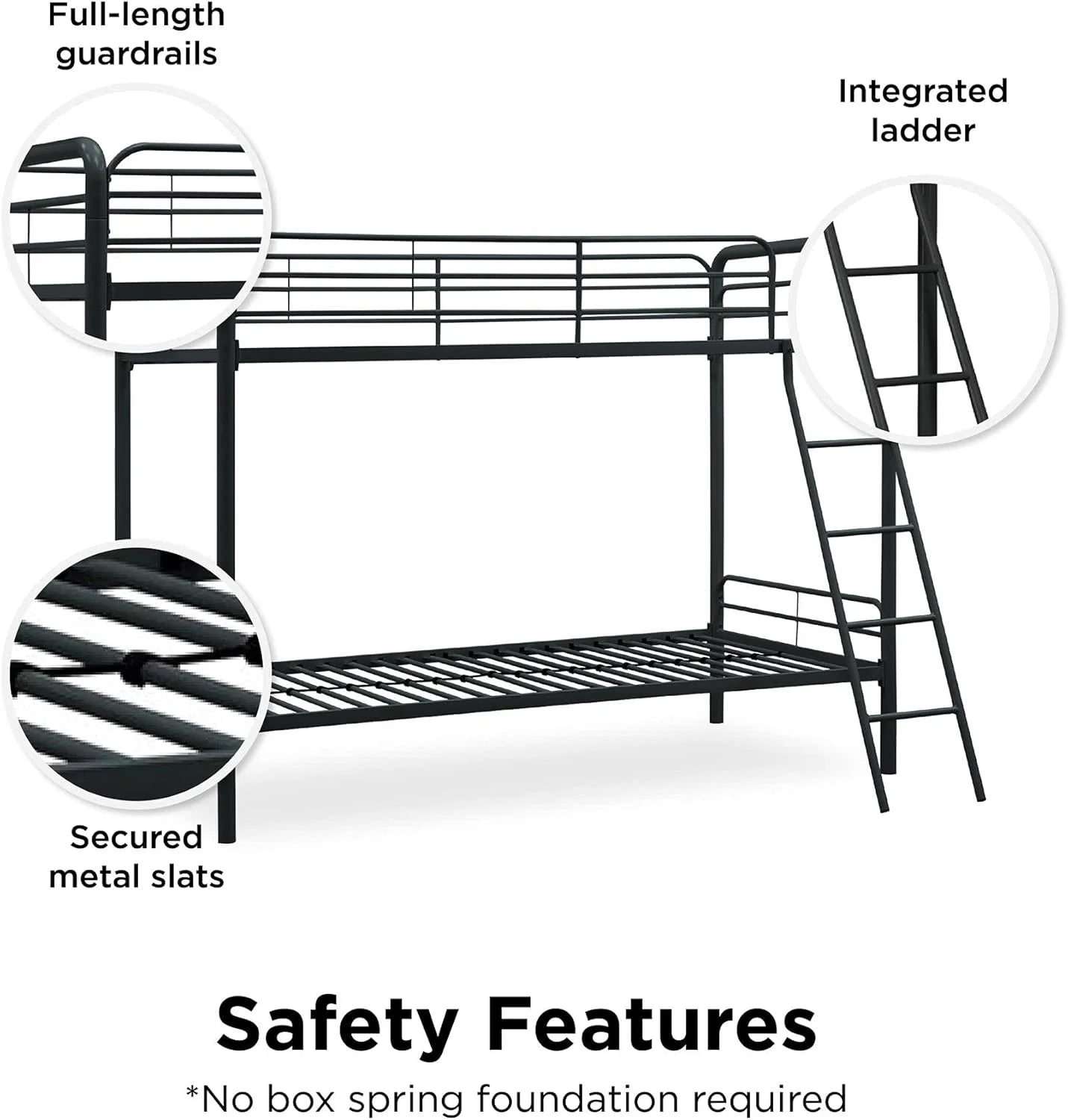 DHP Dusty Twin Over Full Metal Bunk Bed, Off White1 pcs