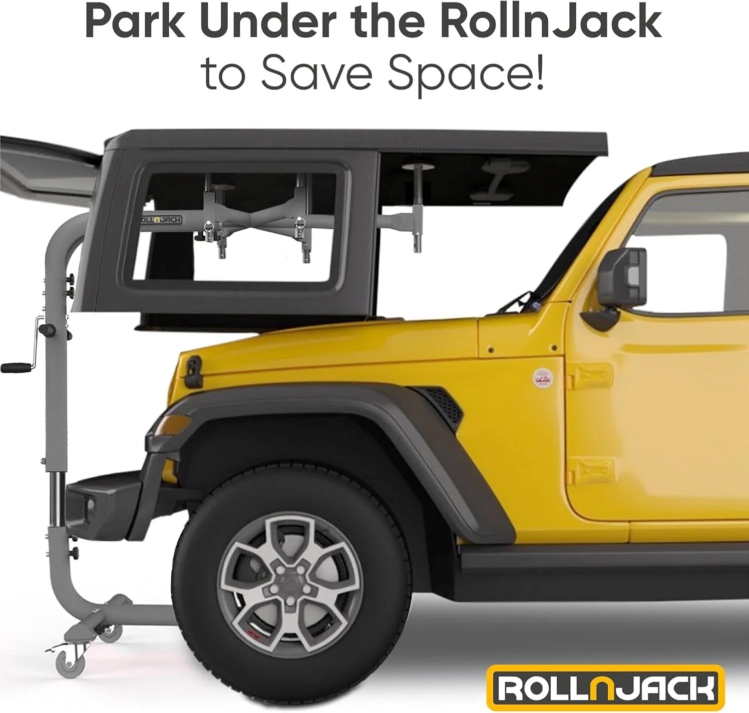Hardtop removal jack for Jeep Wrangler, one-person system
