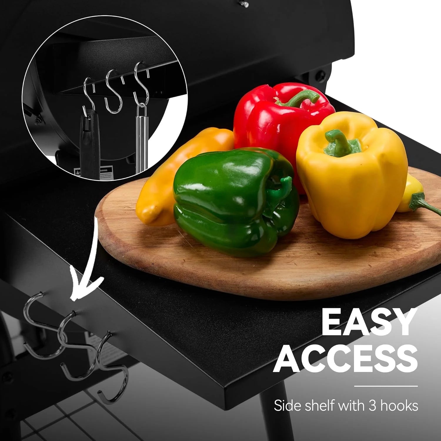 BBQ Charcoal Grill and Offset Smoker, 30'' L, 800 Square Inch, Outdoor for Camping, Black1 pcs