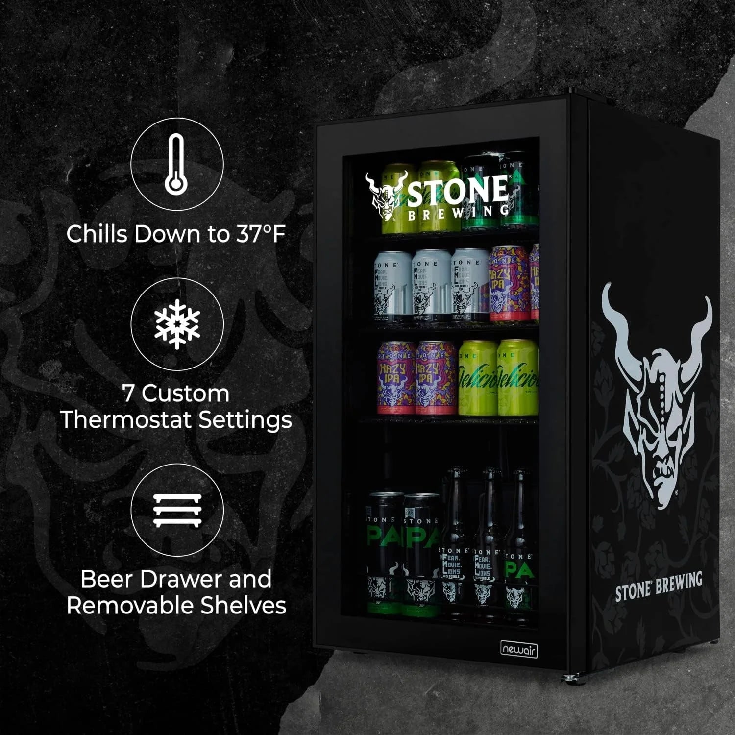 Beverage Refrigerator Cooler | 126 Cans Free Standing with Right Hinge Glass Door | Mini Fridge Beverage Organizer Perfect For Beer, Wine, Soda, And Cooler Drinks